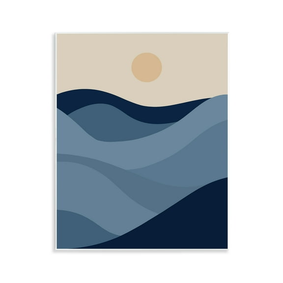 Stupell Industries Blue Hills & Moon Landscape & Nature Painting Unframed Art Print Wall Art, 11 x 14