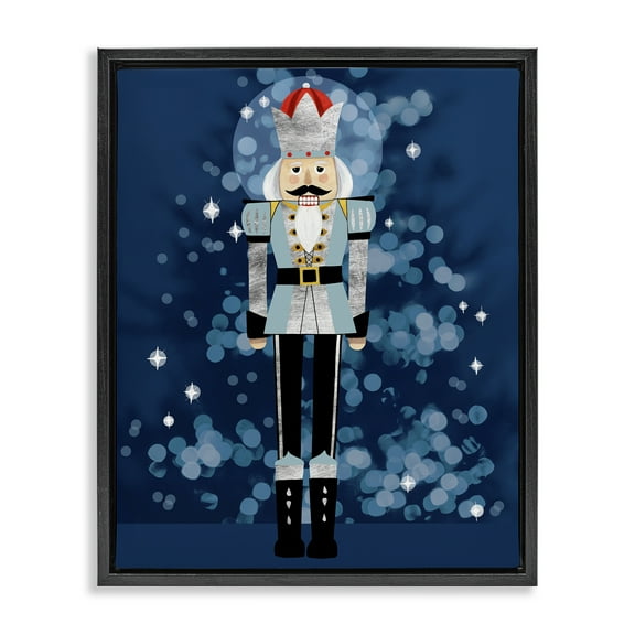 Stupell Industries Blue Holiday Nutcracker Holiday Painting Black Floater Framed Art Print Wall Art, 17 x 21