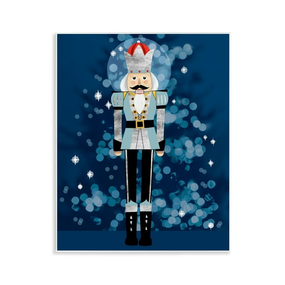 Stupell Industries Blue Holiday Nutcracker Holiday Painting Unframed Art Print Wall Art, 11 x 14