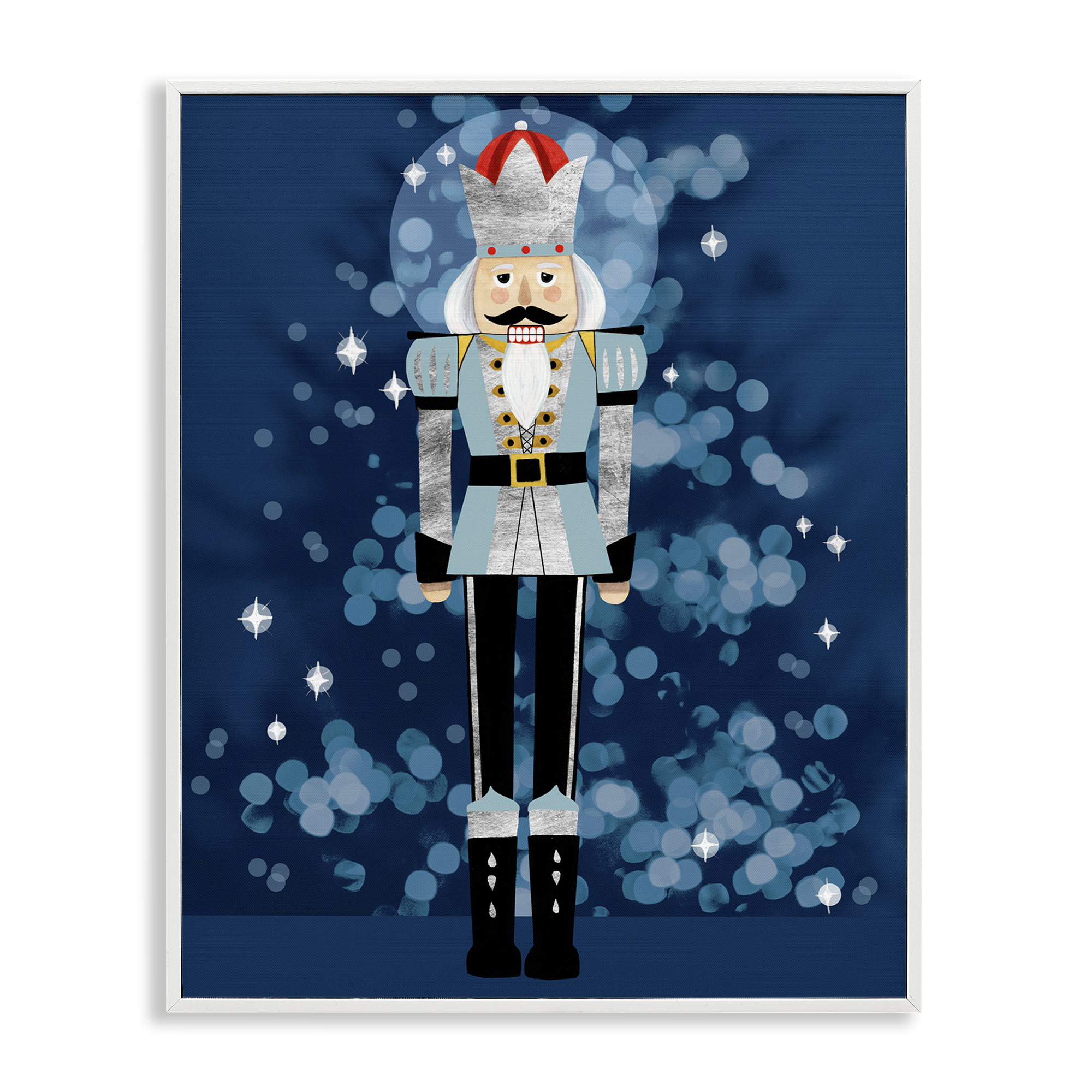 Stupell Industries Blue Holiday Nutcracker Holiday Painting White Framed Art Print Wall Art, 16 x 20