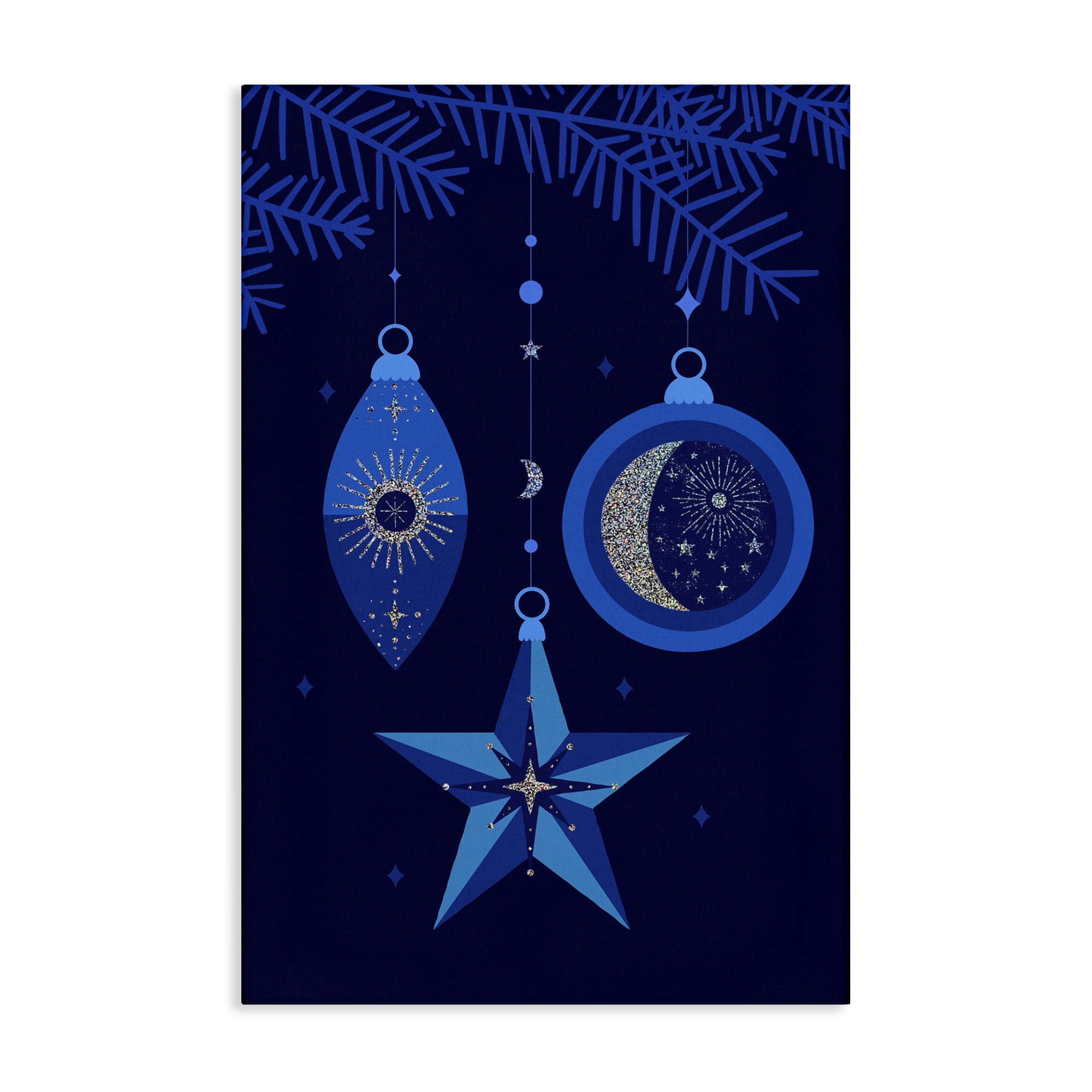 Stupell Industries Blue Holiday Ornaments Holiday Painting Gallery Wrapped Canvas Art Print Wall Art, 30 x 45
