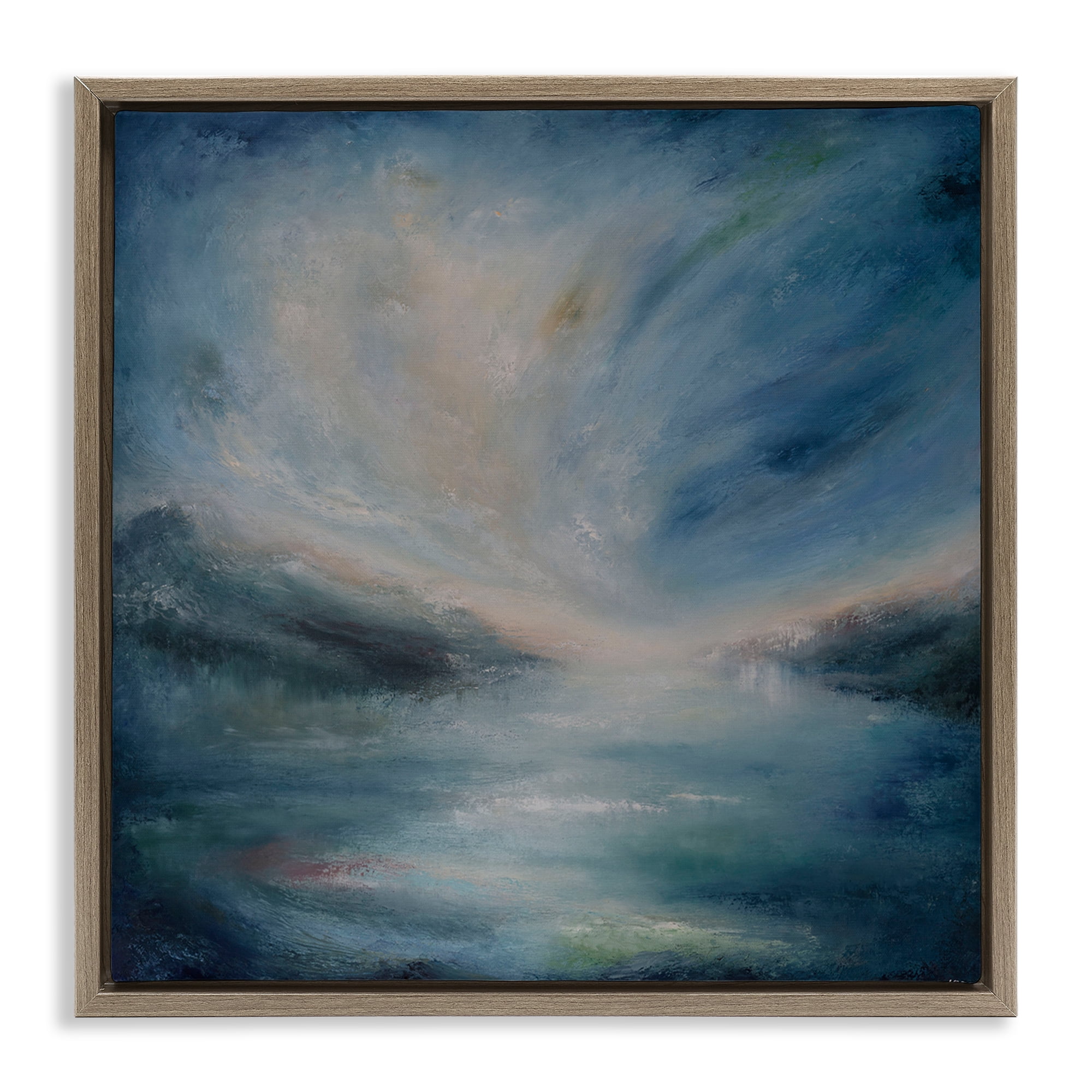 Stupell Industries Blue Hour Abstract Landscape Abstract Painting Brown Floater Framed Canvas Art Print Wall Art, 25 x 25