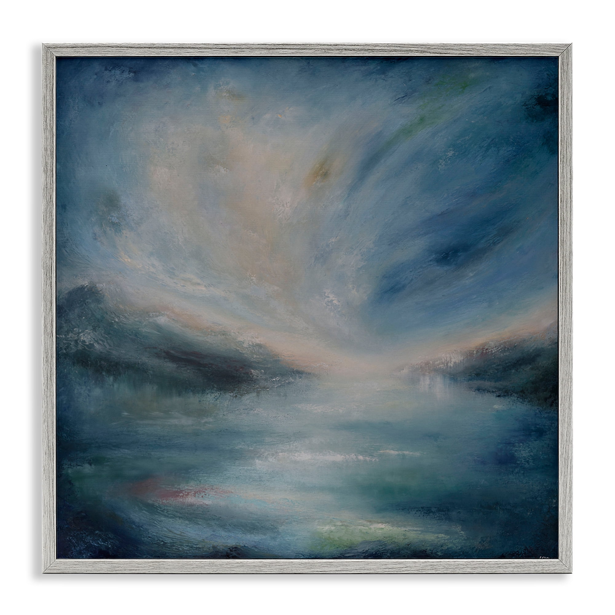 Stupell Industries Blue Hour Abstract Landscape Abstract Painting Gray Framed Art Print Wall Art, 17 x 17