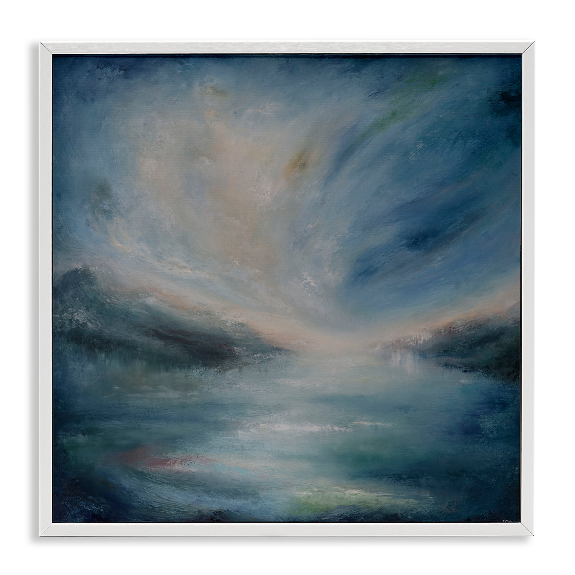 Stupell Industries Blue Hour Abstract Landscape Abstract Painting White Framed Art Print Wall Art, 12 x 12