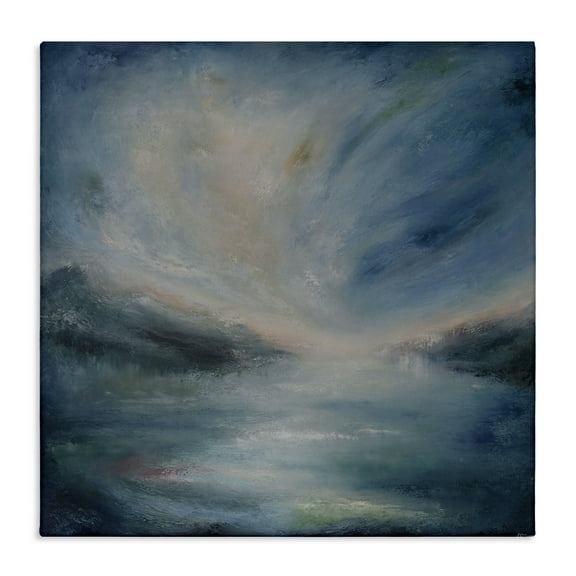 Stupell Industries Blue Hour Abstract Landscape Abstract Painting Wrapped Canvas Art Print Wall Art, 30 x 30