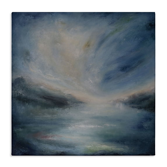 Stupell Industries Blue Hour Abstract Landscape Abstract Painting Wrapped Canvas Art Print Wall Art, 30 x 30