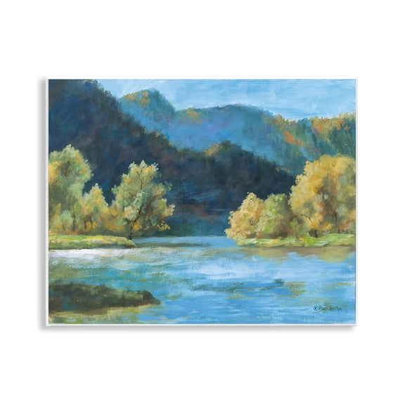 Stupell Industries Blue Hued Mountains Landscape & Nature Painting Unframed Art Print Wall Art, 14 x 11
