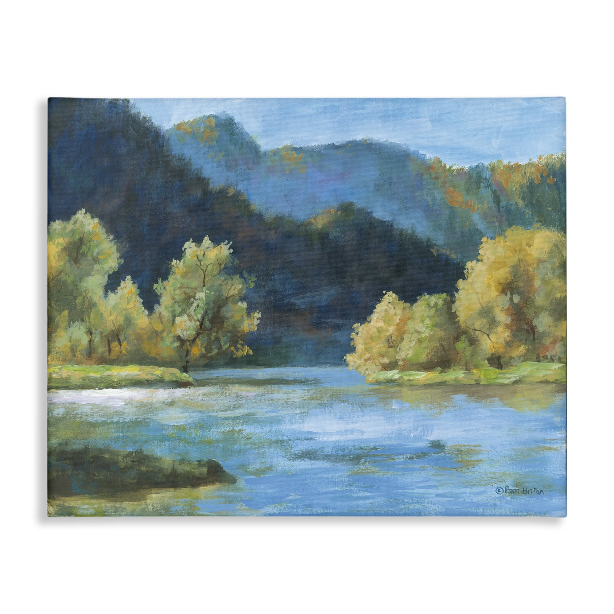 Stupell Industries Blue Hued Mountains Landscape & Nature Painting Wrapped Canvas Art Print Wall Art, 20 x 16