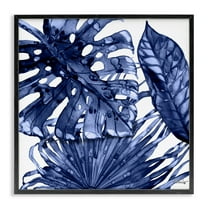 Stupell Industries Blue Hued Palms Botanical & Floral Painting Black Framed Art Print Wall Art, 12 x 12