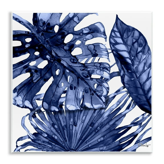 Stupell Industries Blue Hued Palms Botanical & Floral Painting Unframed Art Print Wall Art, 12 x 12