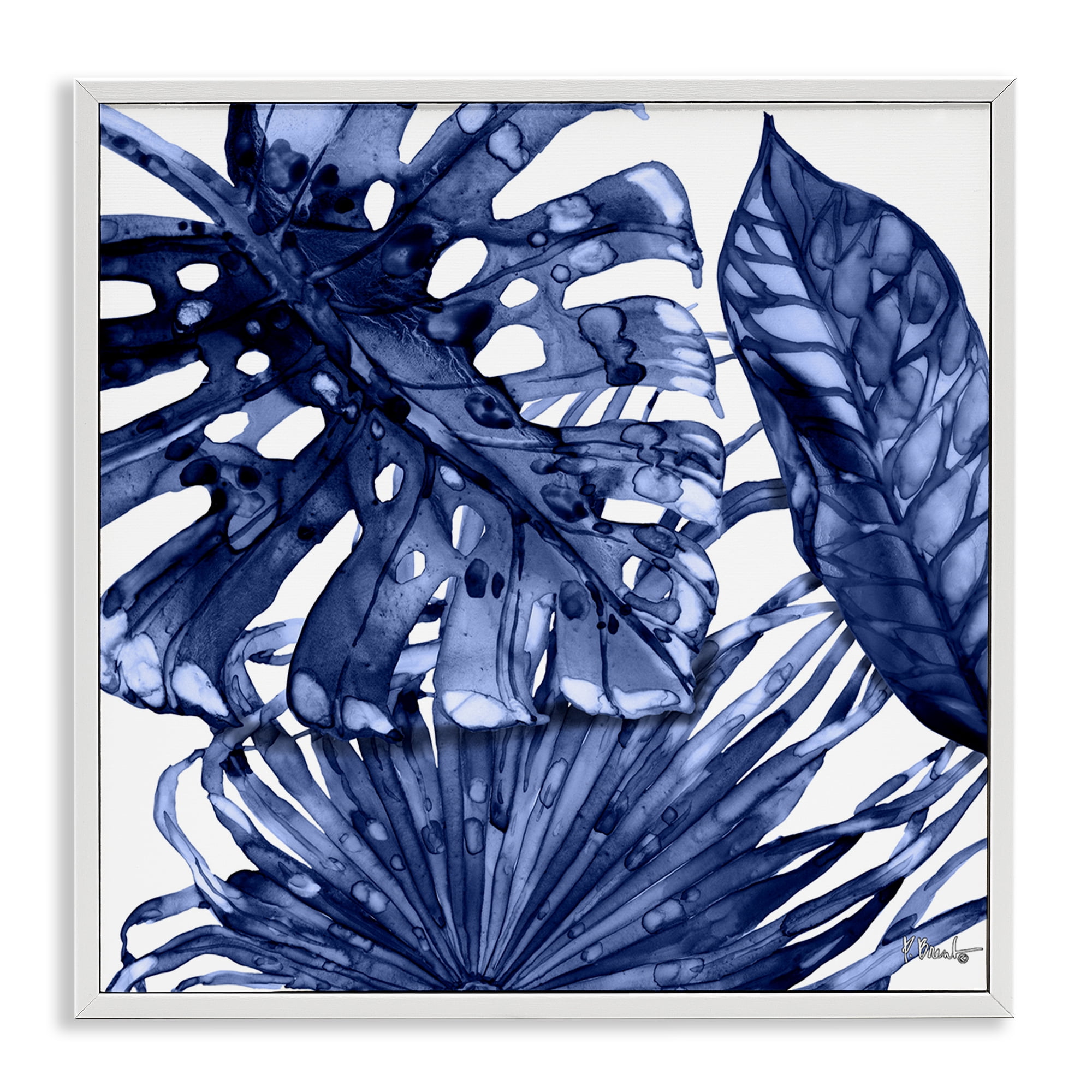 Stupell Industries Blue Hued Palms Botanical & Floral Painting White ...