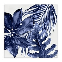 Stupell Industries Blue Hued Plant Leaves Botanical & Floral Painting Gallery Wrapped Canvas Art Print Wall Art, 17 x 17