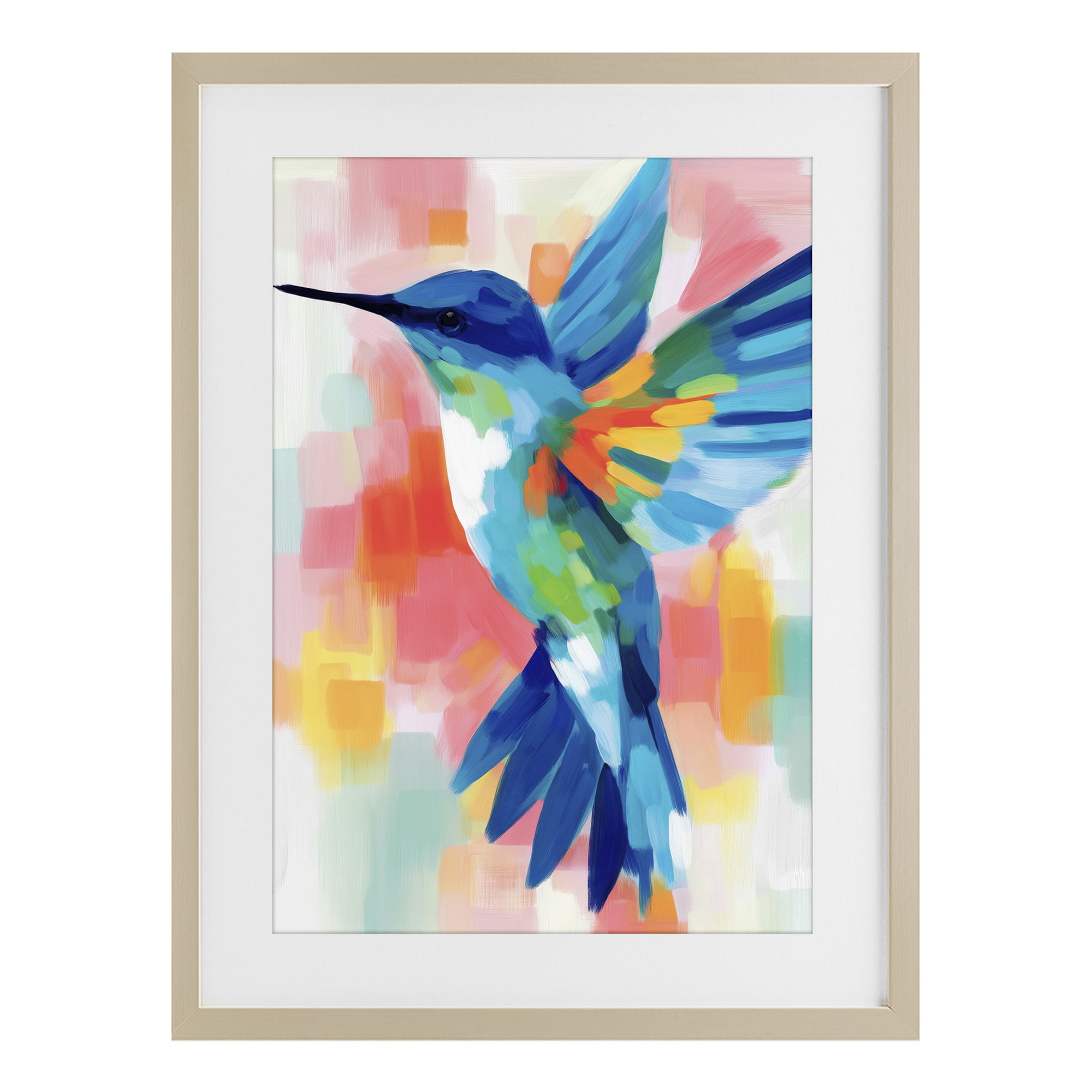 Stupell Industries Blue Hummingbird in Flight Birch Framed Print Under Glass, design by Chromatic Storm Studio