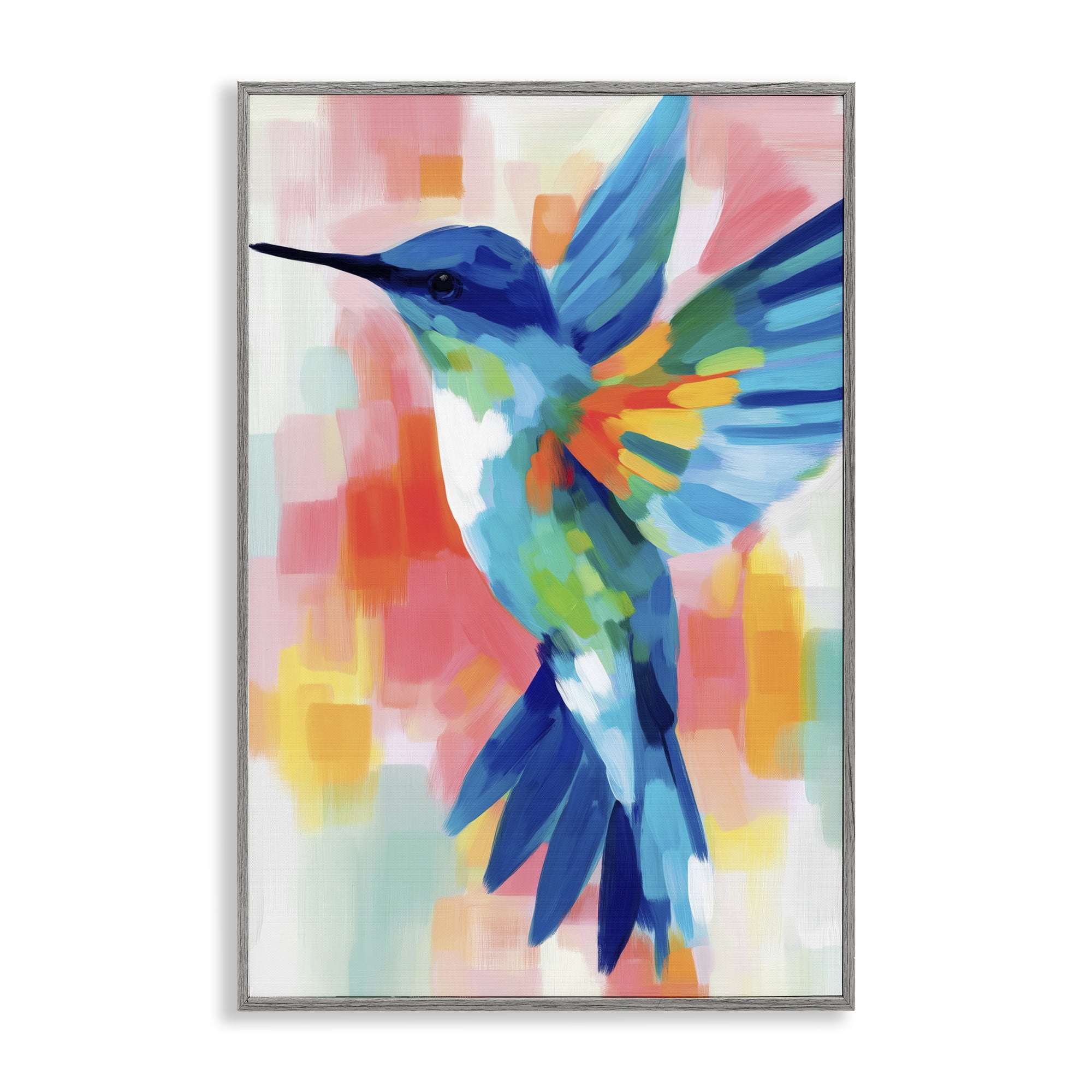 Stupell Industries Blue Hummingbird in Flight Gray Framed Giclee Art, design by Chromatic Storm Studio