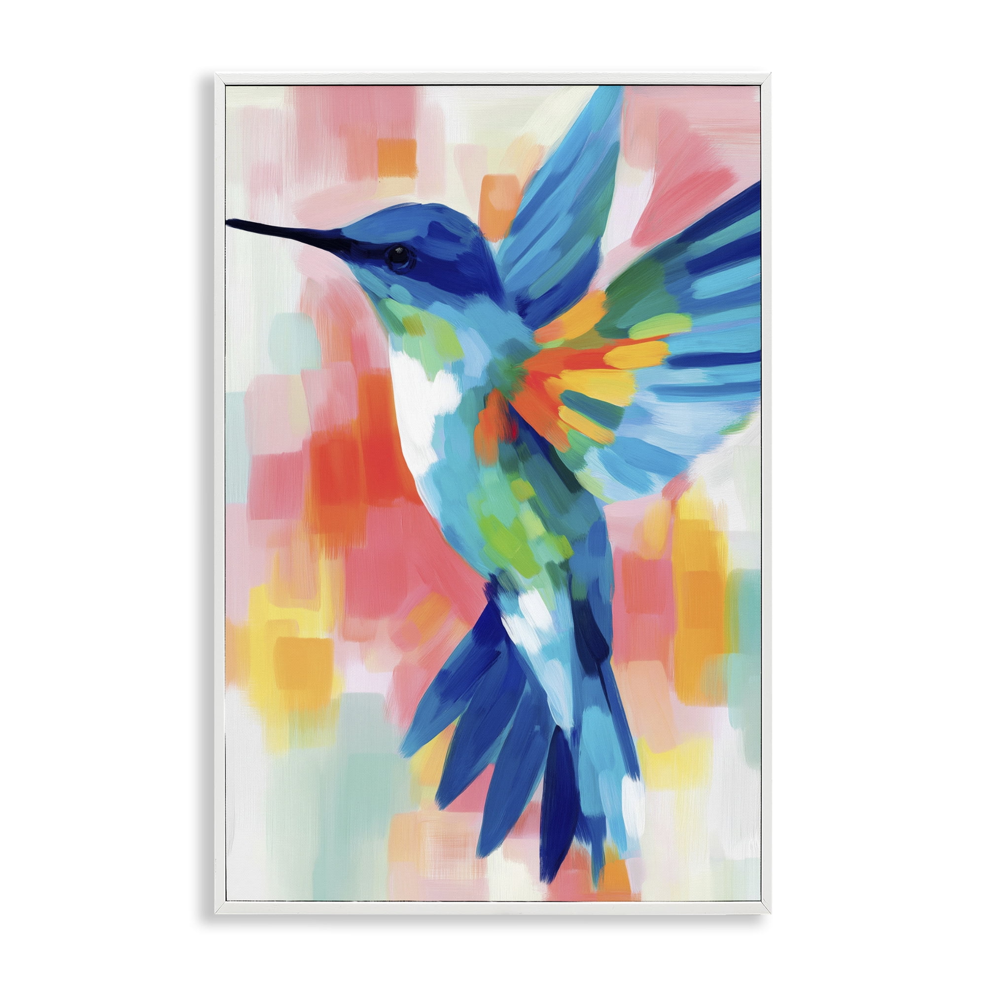 Stupell Industries Blue Hummingbird in Flight White Framed Giclee Art, design by Chromatic Storm Studio