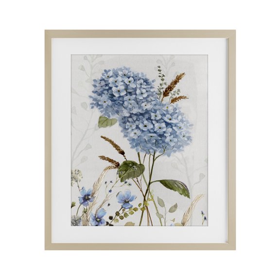 Stupell Industries Blue Hydrangea Allure Birch Framed Print Under Glass design by Nan, 16 x 13