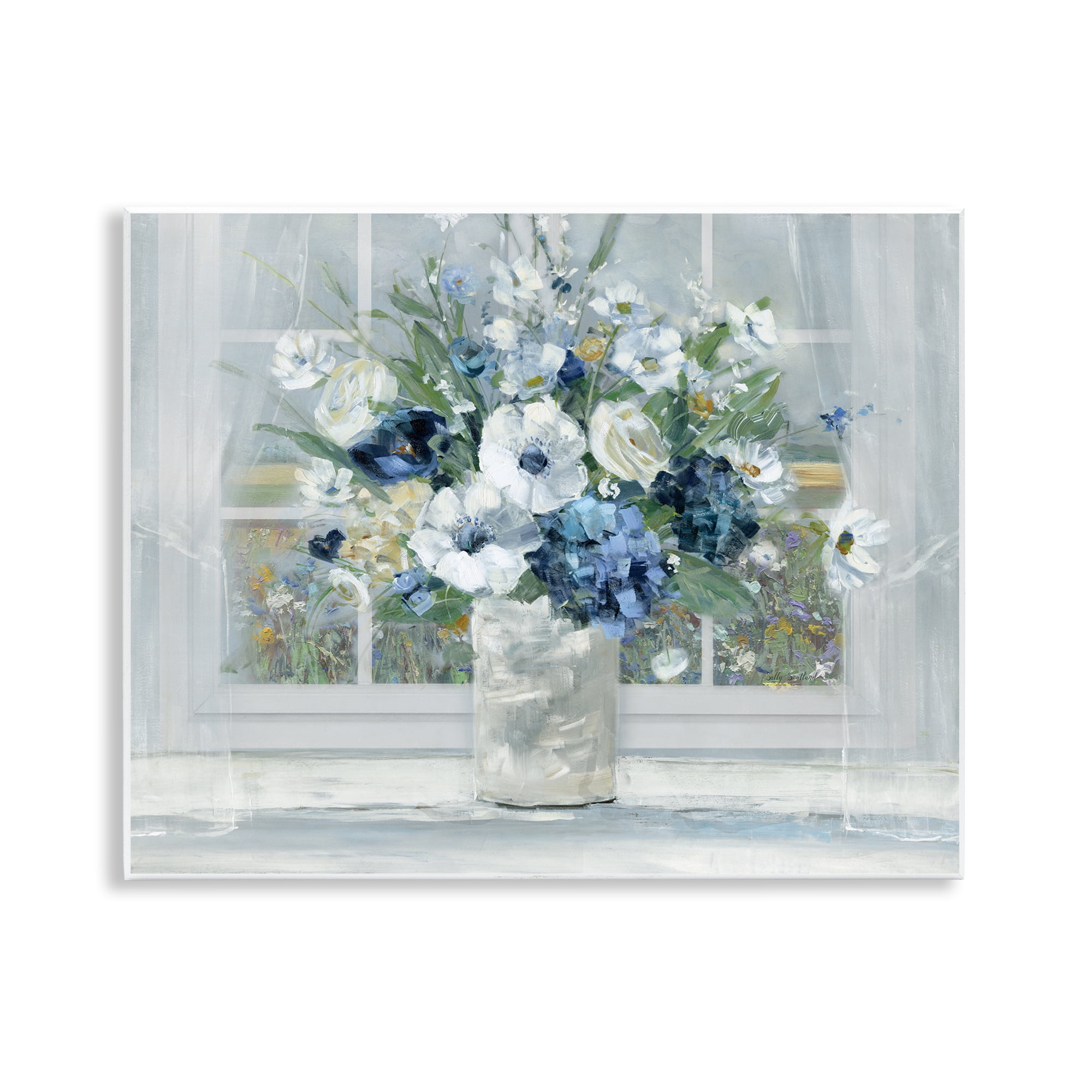 Stupell Industries Blue Hydrangea & Anemone Bouquet Wall Plaque Art, design by Sally Swatland