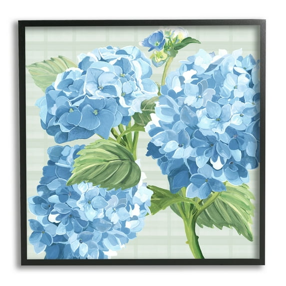 Stupell Industries Blue Hydrangea Blossoms Botanical & Floral Painting Black Framed Art Print Wall Art, 17 x 17