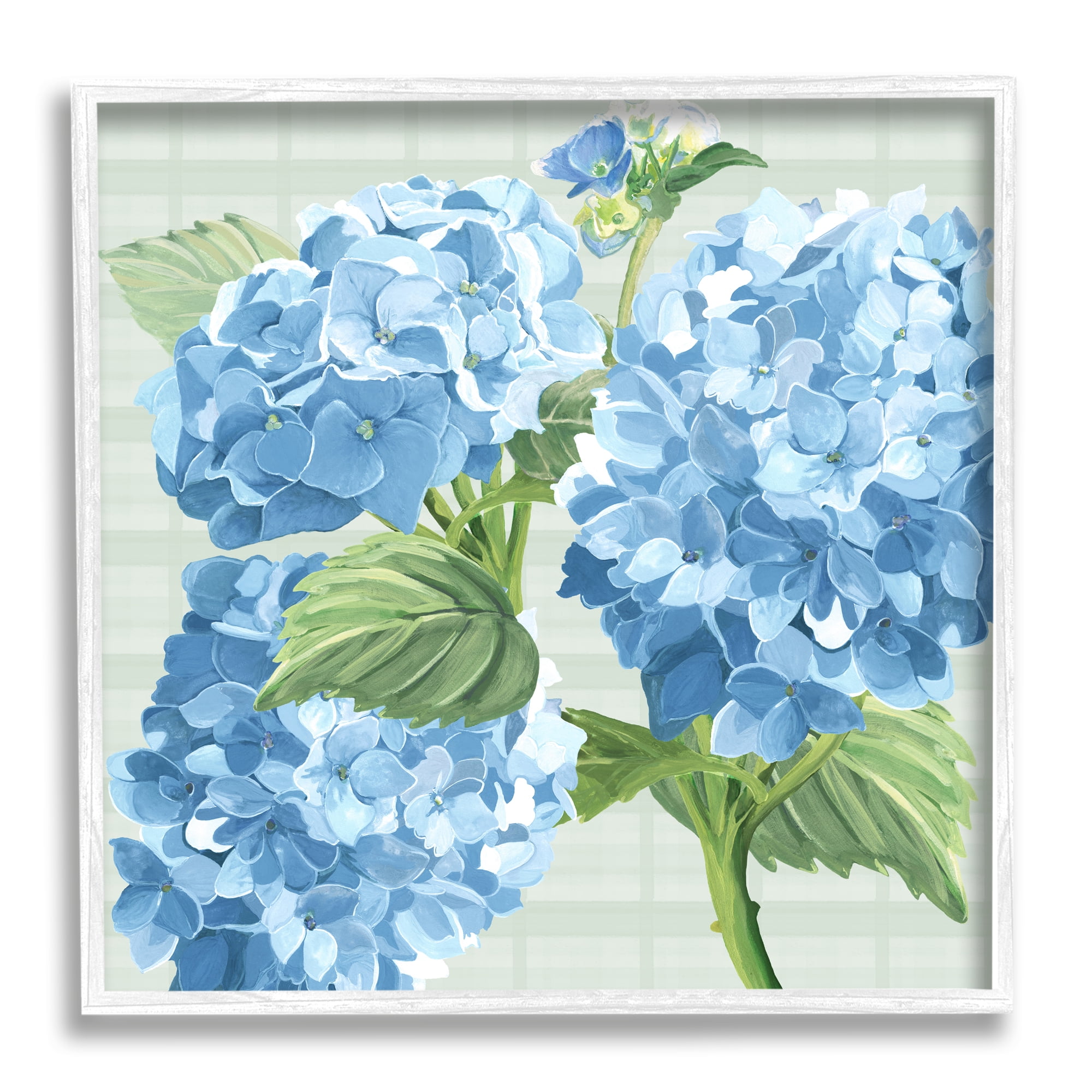 Stupell Industries Blue Hydrangea Blossoms Botanical & Floral Painting White Framed Art Print Wall Art, 24 x 24