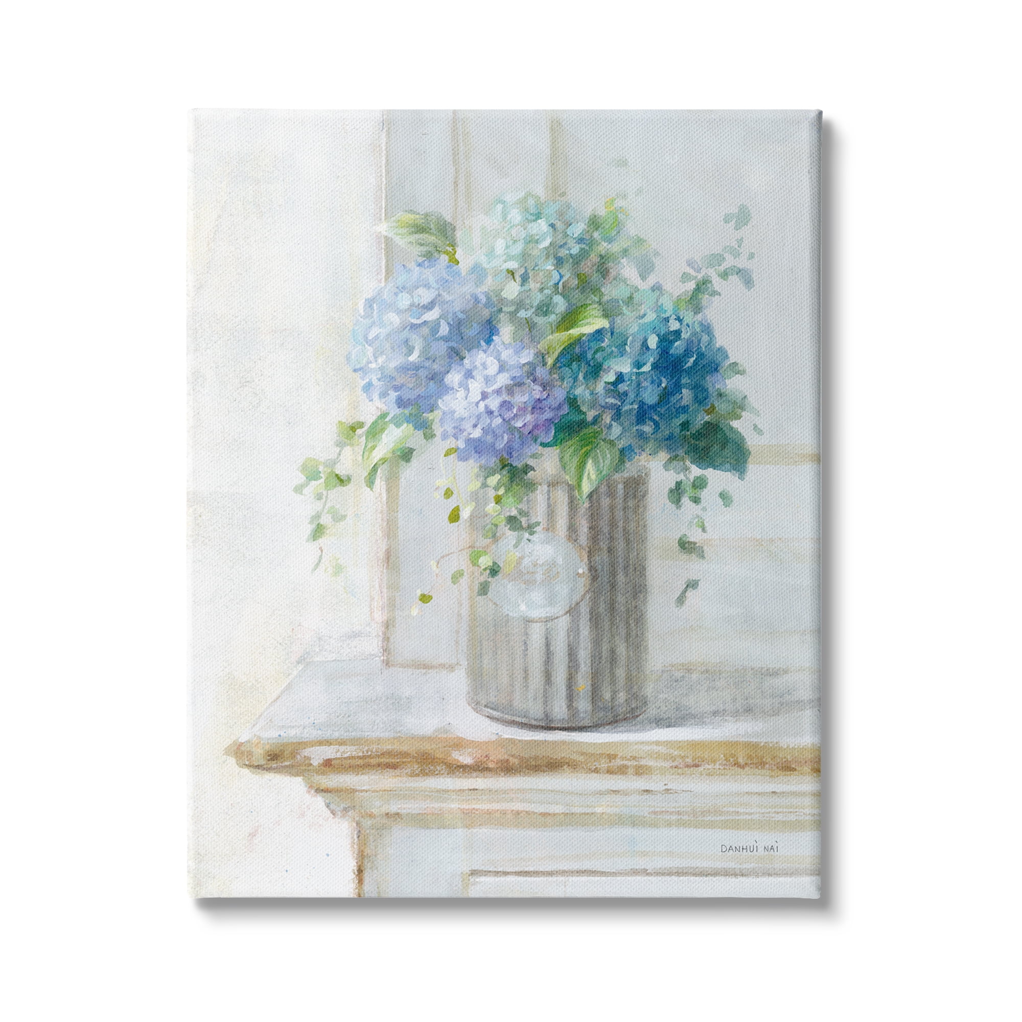Stupell Industries Blue Hydrangea Bouquet Country Milk Tin Floral Painting, 30 x 40,Design by Danhui Nai