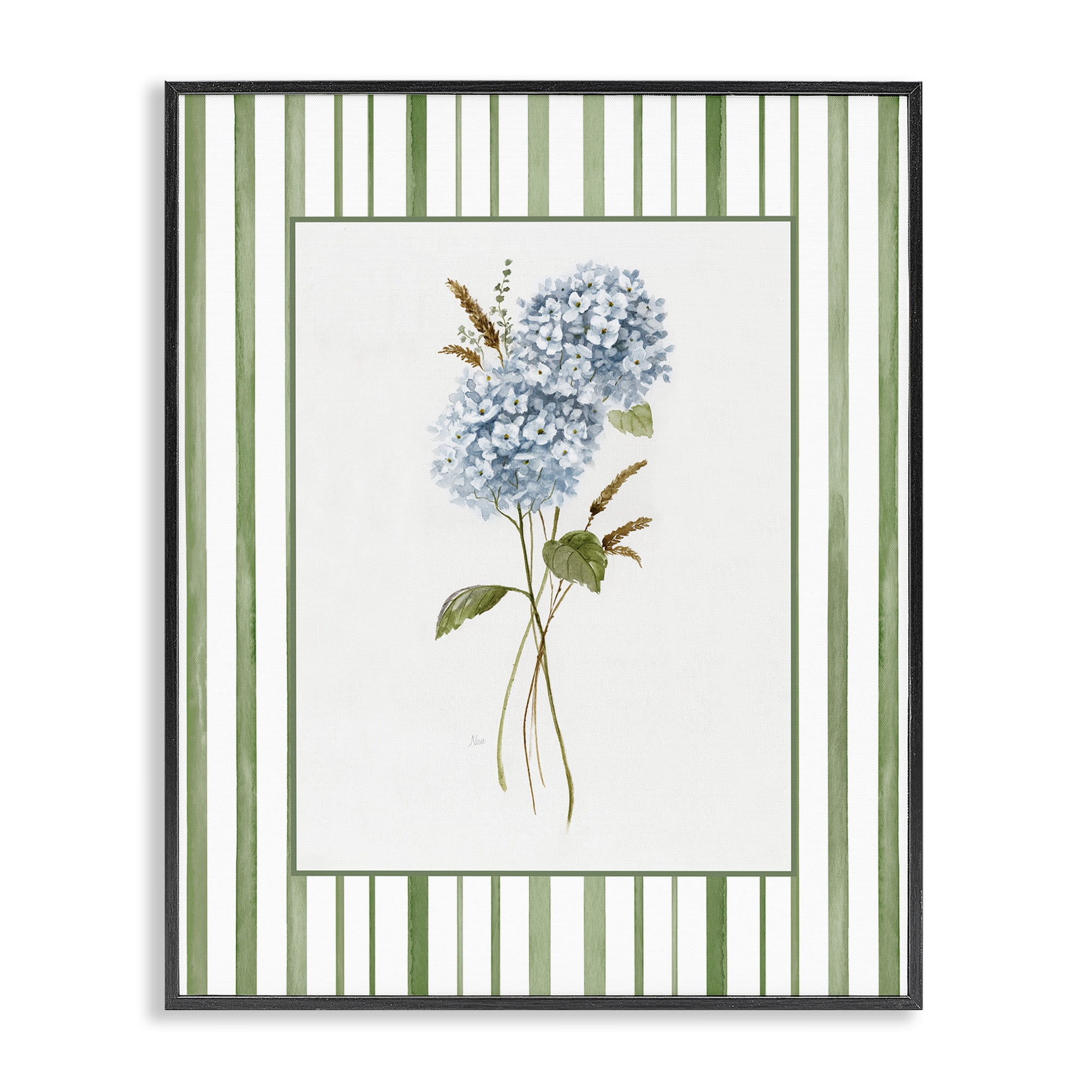 Stupell Industries Blue Hydrangea & Dried Wheat Black Framed Giclee Art, design by Nan
