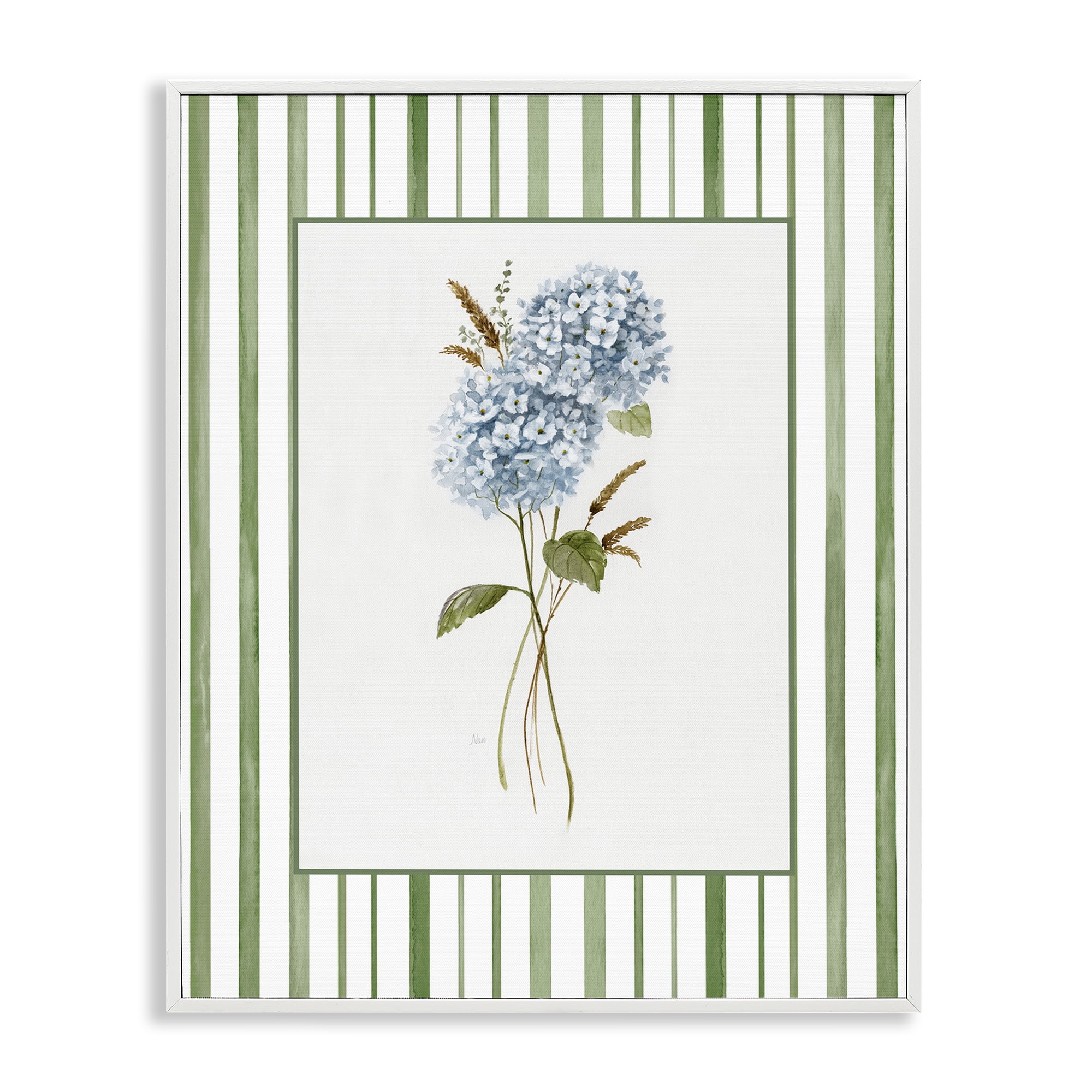 Stupell Industries Blue Hydrangea & Dried Wheat White Framed Giclee Art, design by Nan