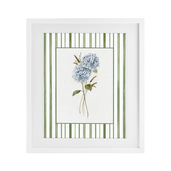 Stupell Industries Coastal Blue Hydrangea & Dried Wheat White Framed Print Under Glass, 17 x 21, by Nan