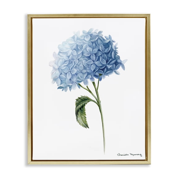 Stupell Industries Blue Hydrangea In Bloom Gold Framed Floater Canvas Wall Art design by Danielle Murray, 21 x 17