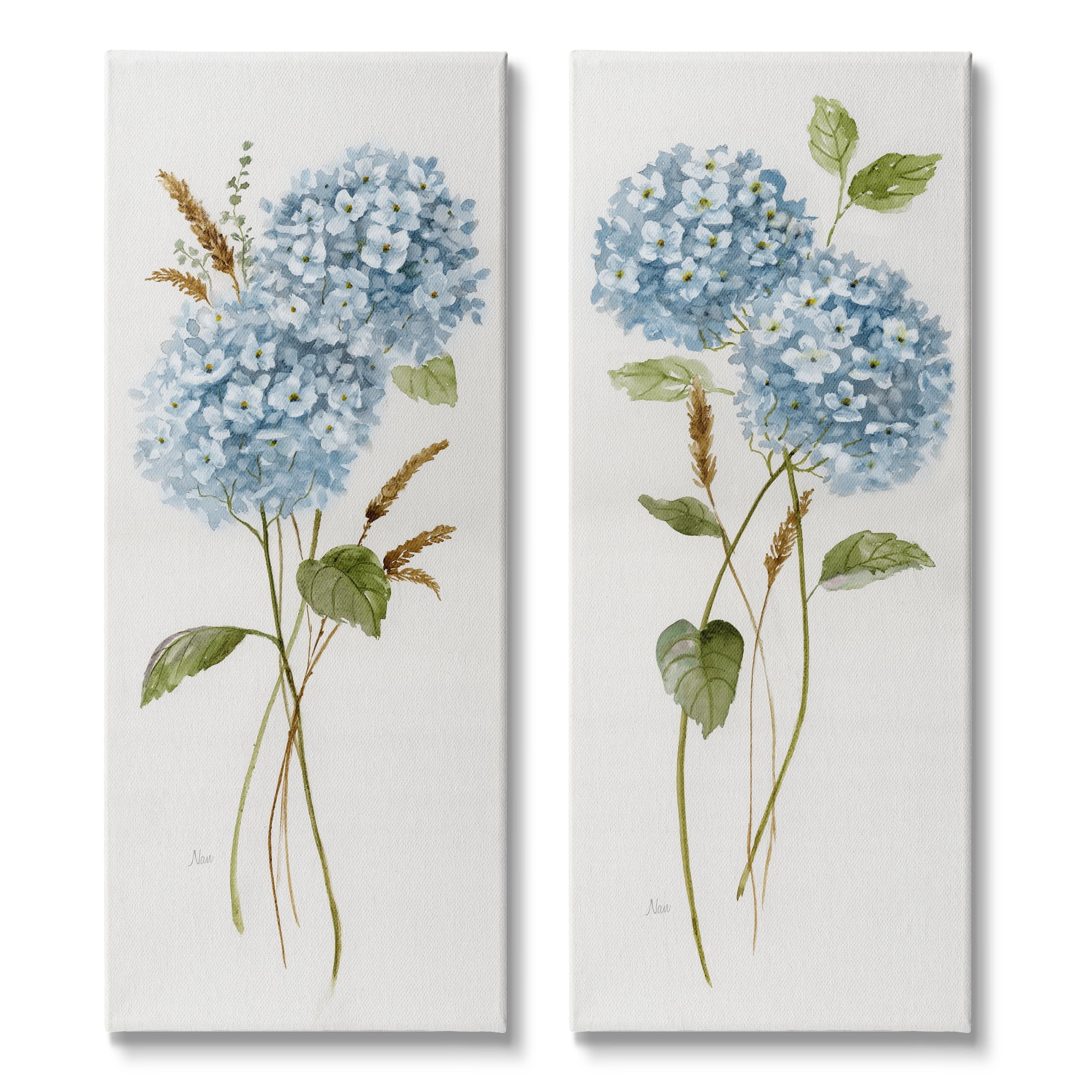 Stupell Industries Blue Hydrangea Long Stems Soft Vintage Florals, 13 x 30,Design by Nan
