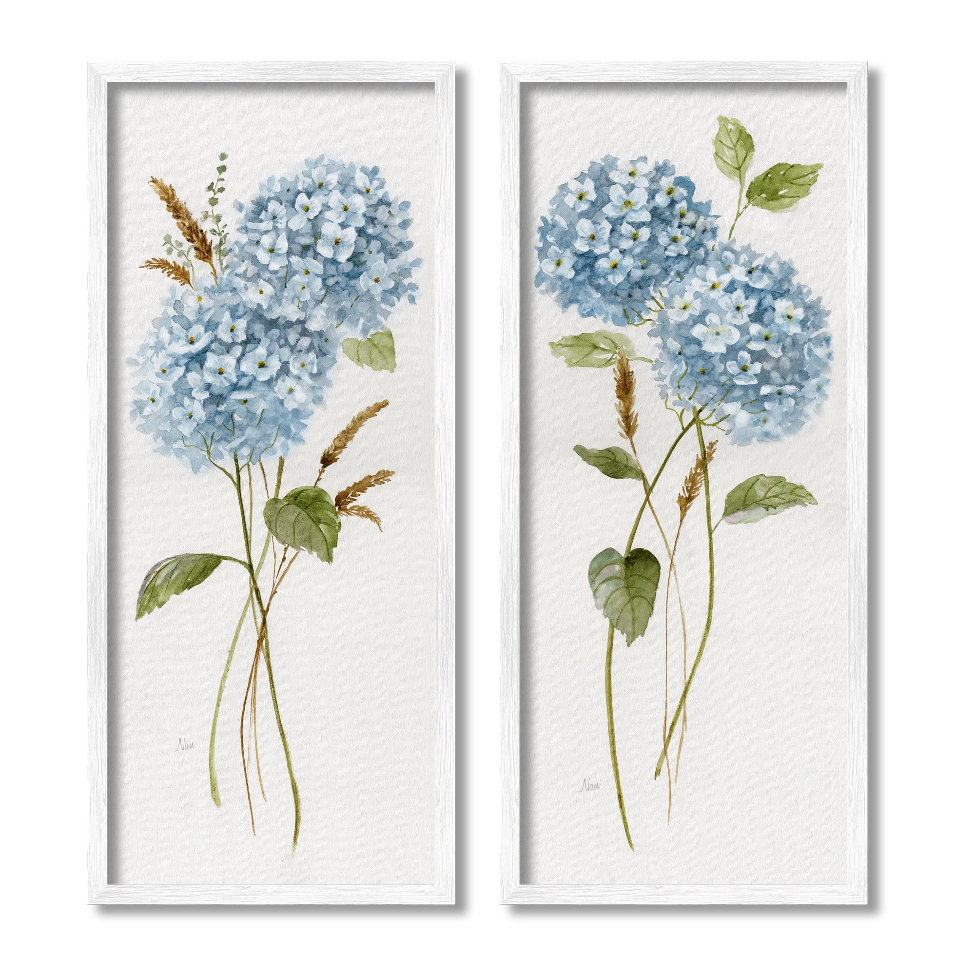 Stupell Industries Blue Hydrangea Long Stems Soft Vintage Florals, 13 x 30,Design by Nan