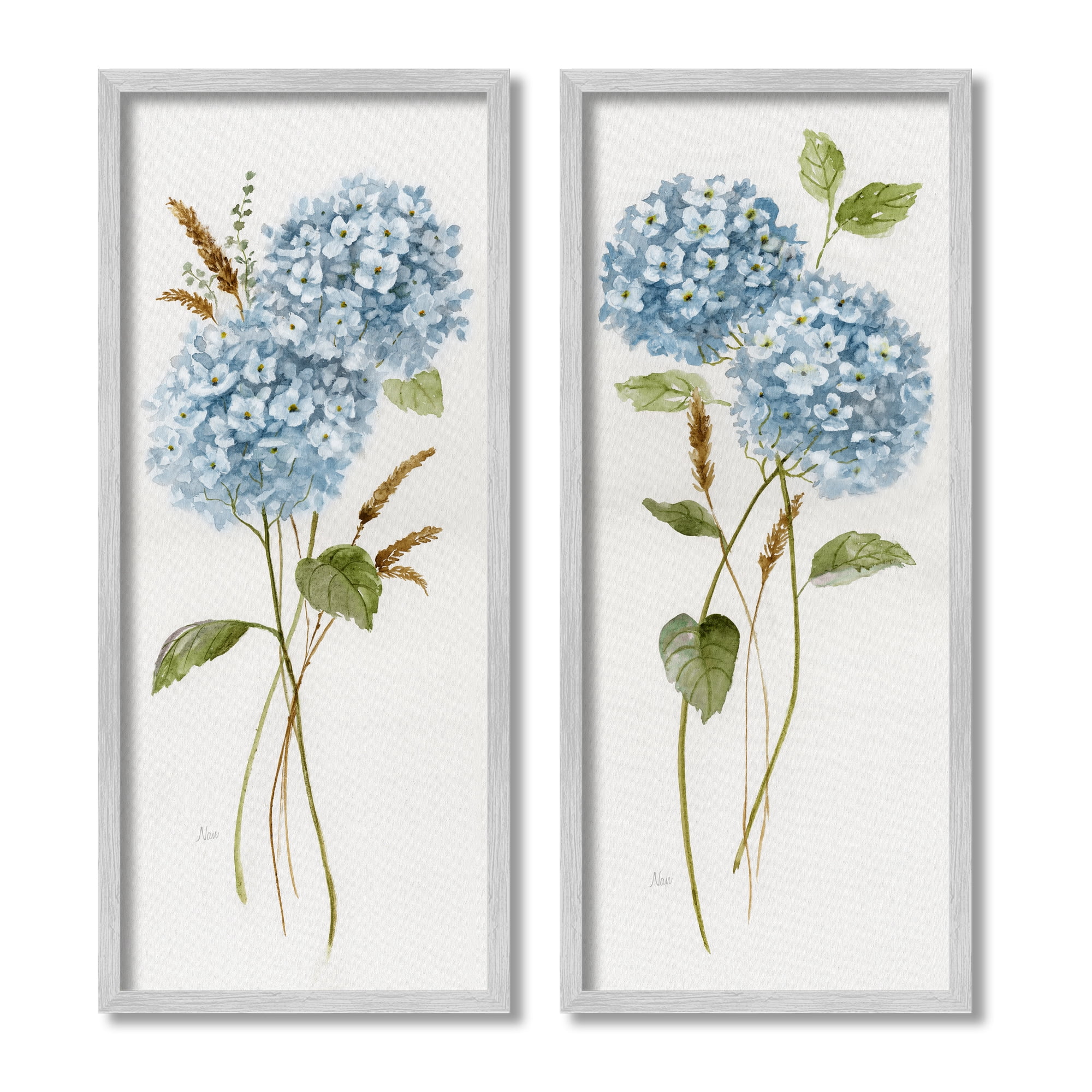 Stupell Industries Blue Hydrangea Long Stems Soft Vintage Florals, 13 x 30,Design by Nan