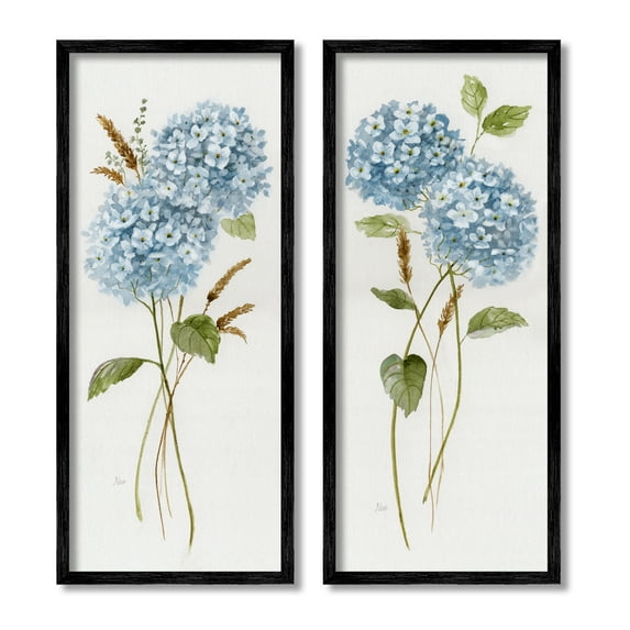 Stupell Industries Blue Hydrangea Long Stems Soft Vintage Florals, 13 x 30,Design by Nan
