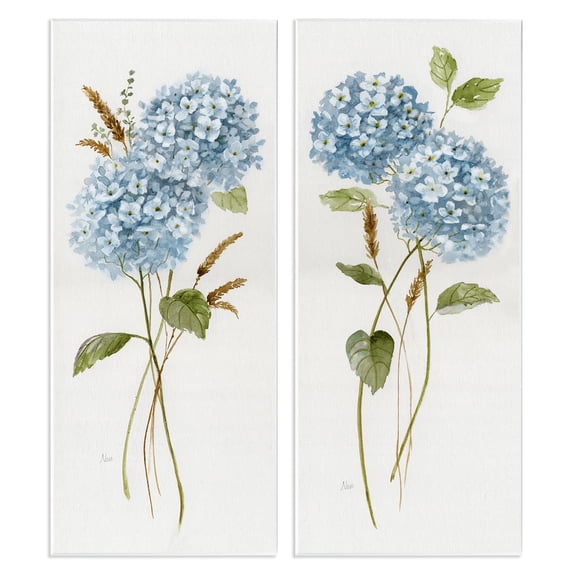 Stupell Industries Blue Hydrangea Long Stems Soft Vintage Florals, 7 x 17,Design by Nan