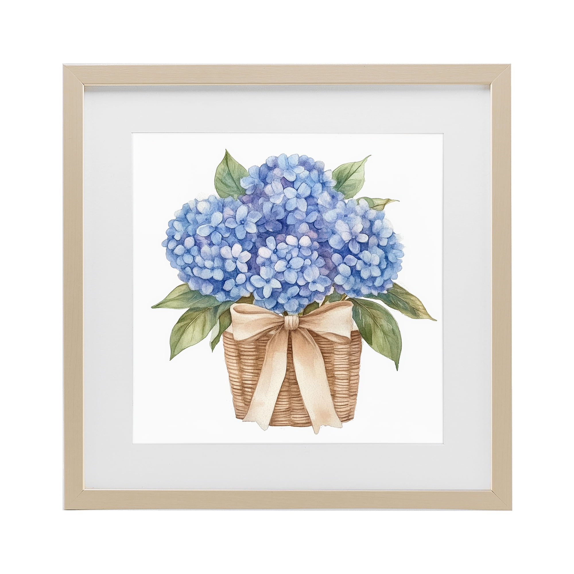 Stupell Industries Blue Hydrangea Picnic Basket Birch Framed Print Under Glass, design by Petal Prints Design