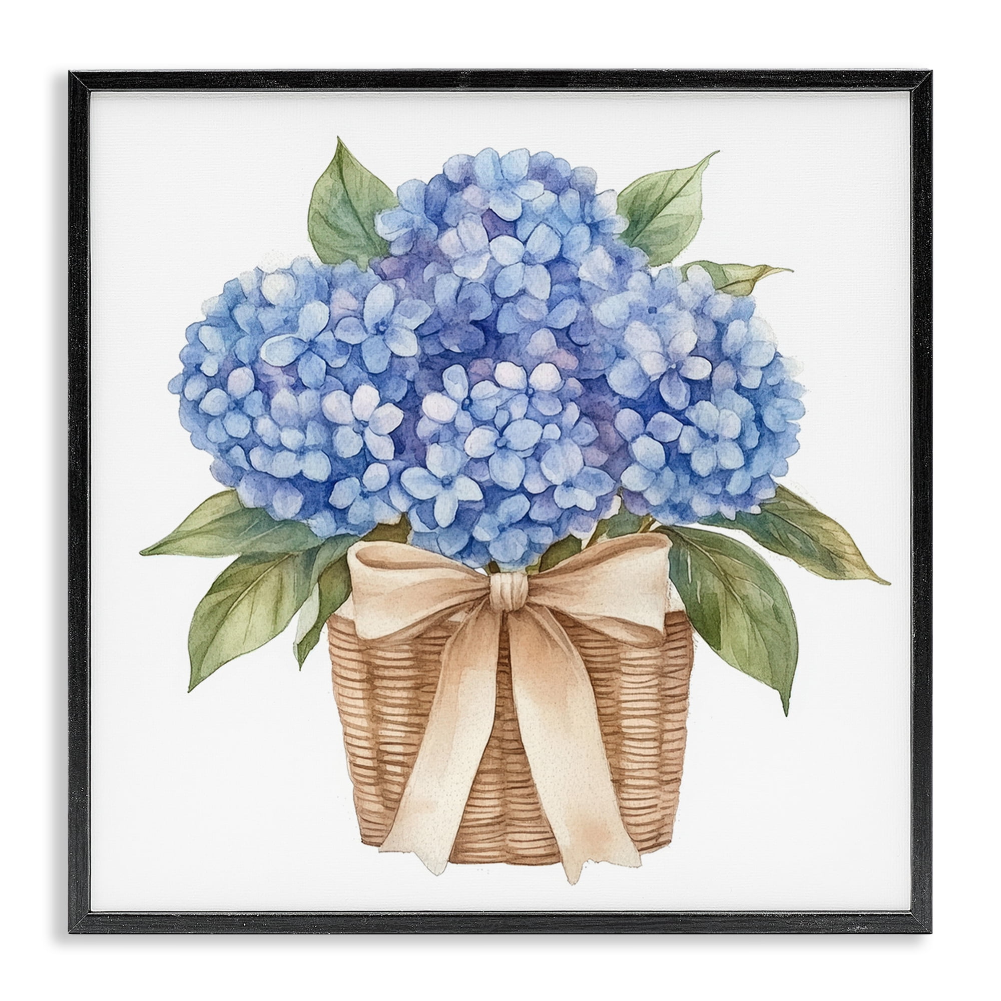 Stupell Industries Blue Hydrangea Picnic Basket Black Framed Giclee Art, design by Petal Prints Design