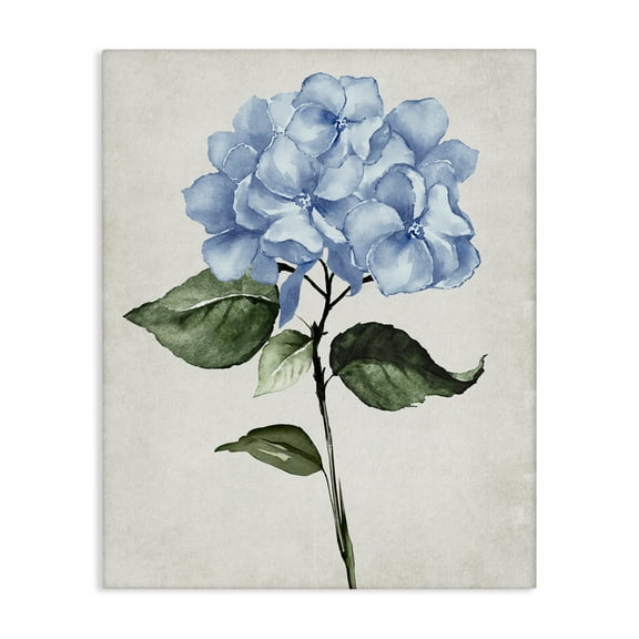 Stupell Industries Blue Hydrangea Stem Floral Painting Wrapped Canvas Canvas Art Print Wall Art, 24 x 30