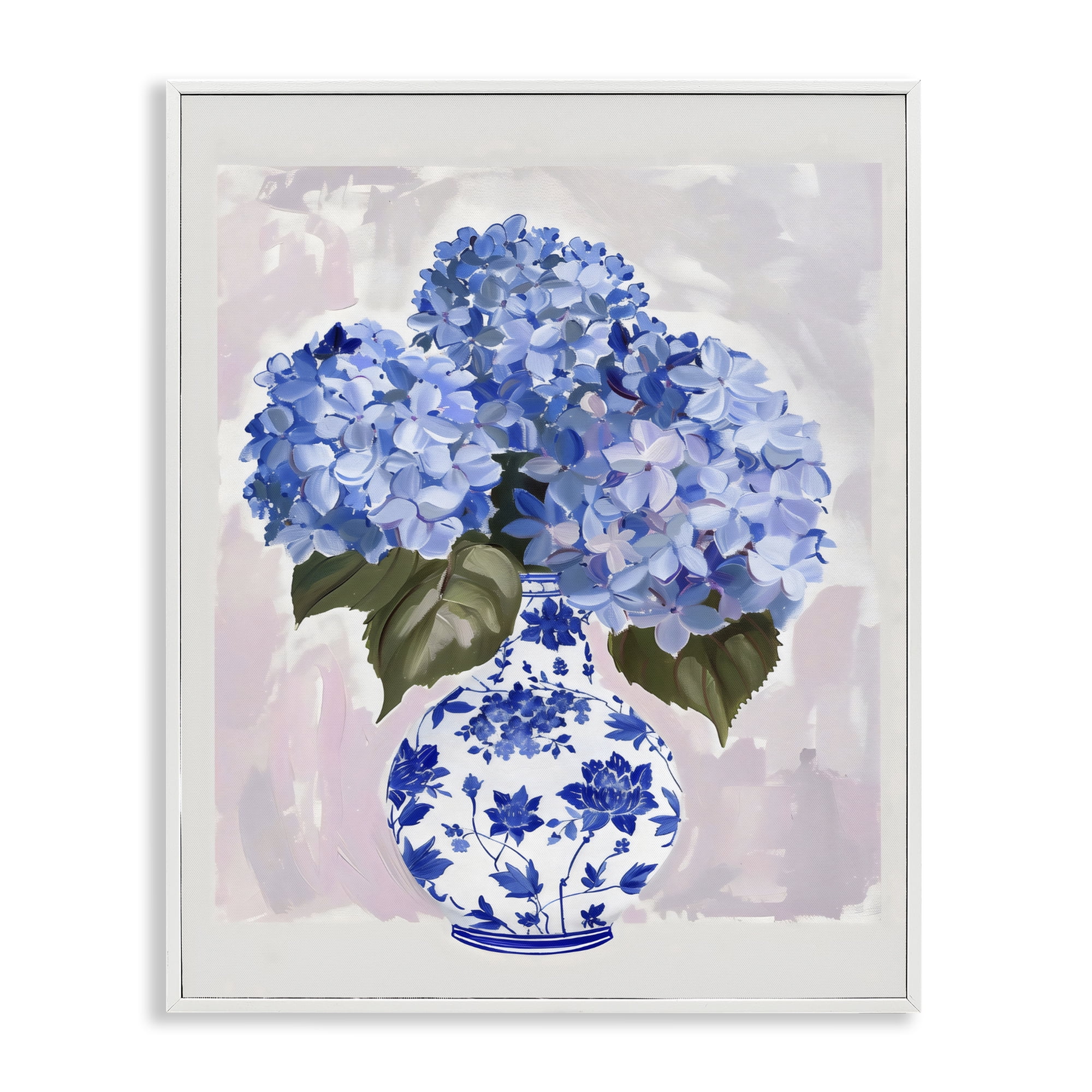 Stupell Industries Blue Hydrangea in Porcelain Vase White Framed Giclee Art, design by The Prints Vibe