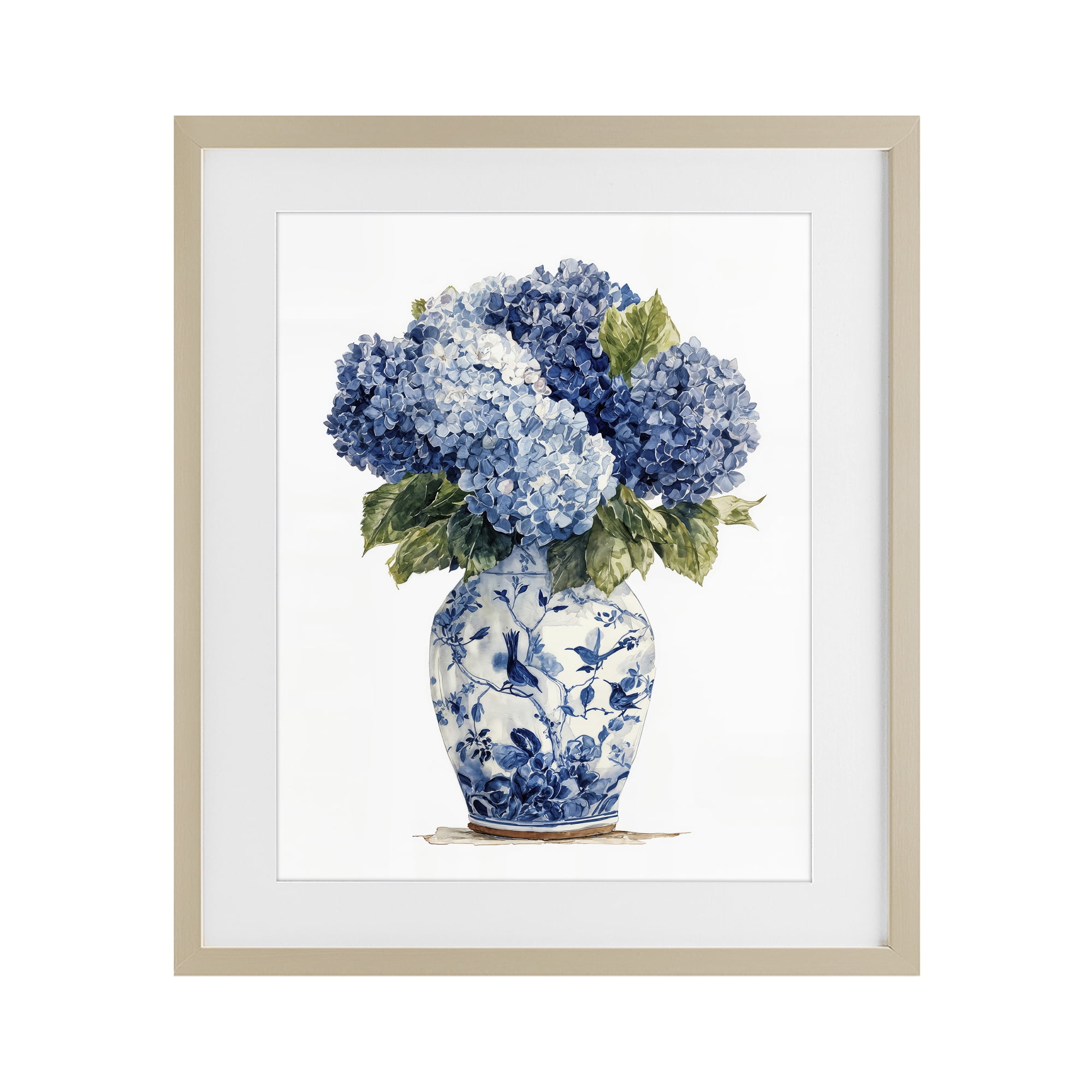 Stupell Industries Blue Hydrangeas in Porcelain Birch Framed Print Under Glass, design by Imagine It Images