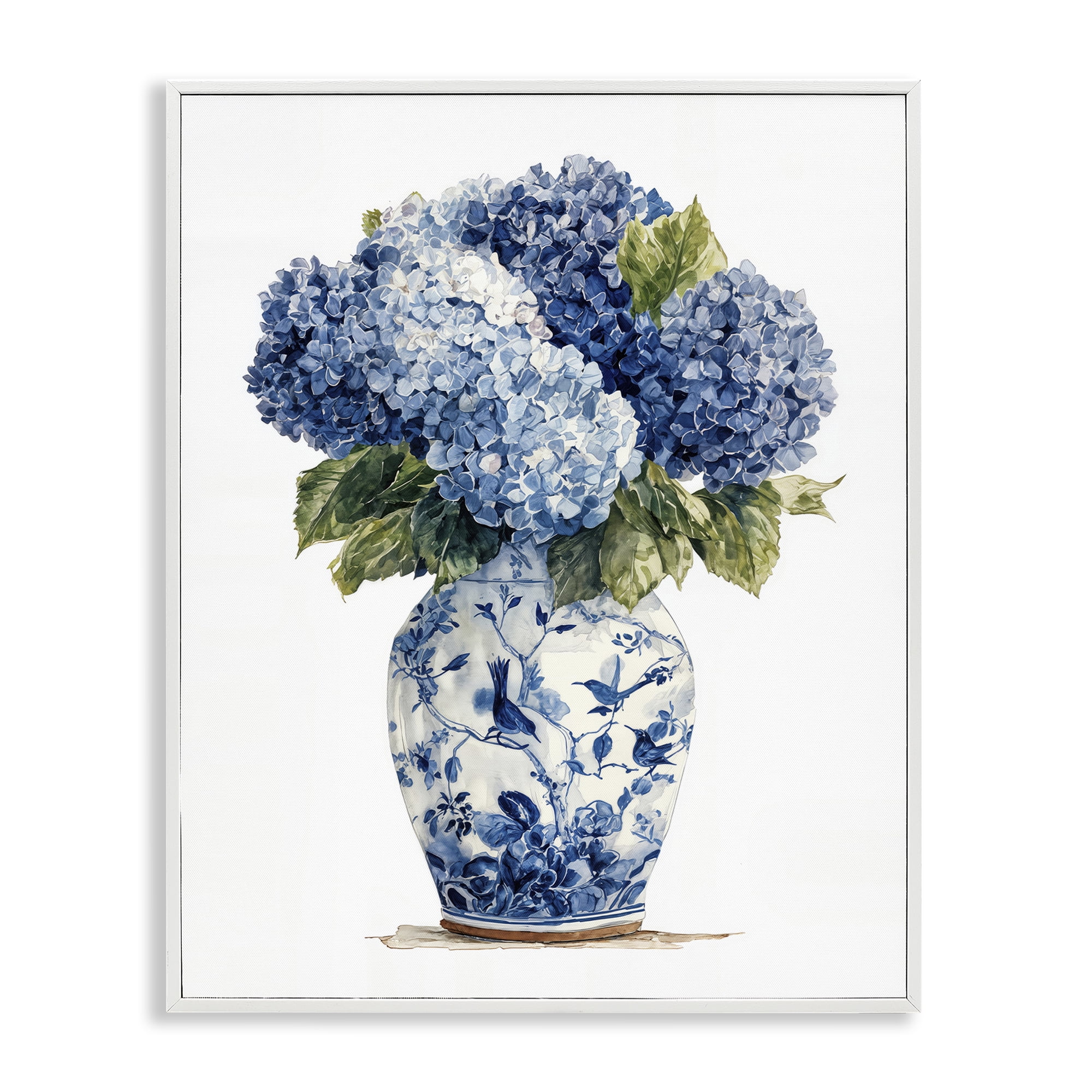 Stupell Industries Blue Hydrangeas in Porcelain White Framed Giclee Art, design by Imagine It Images