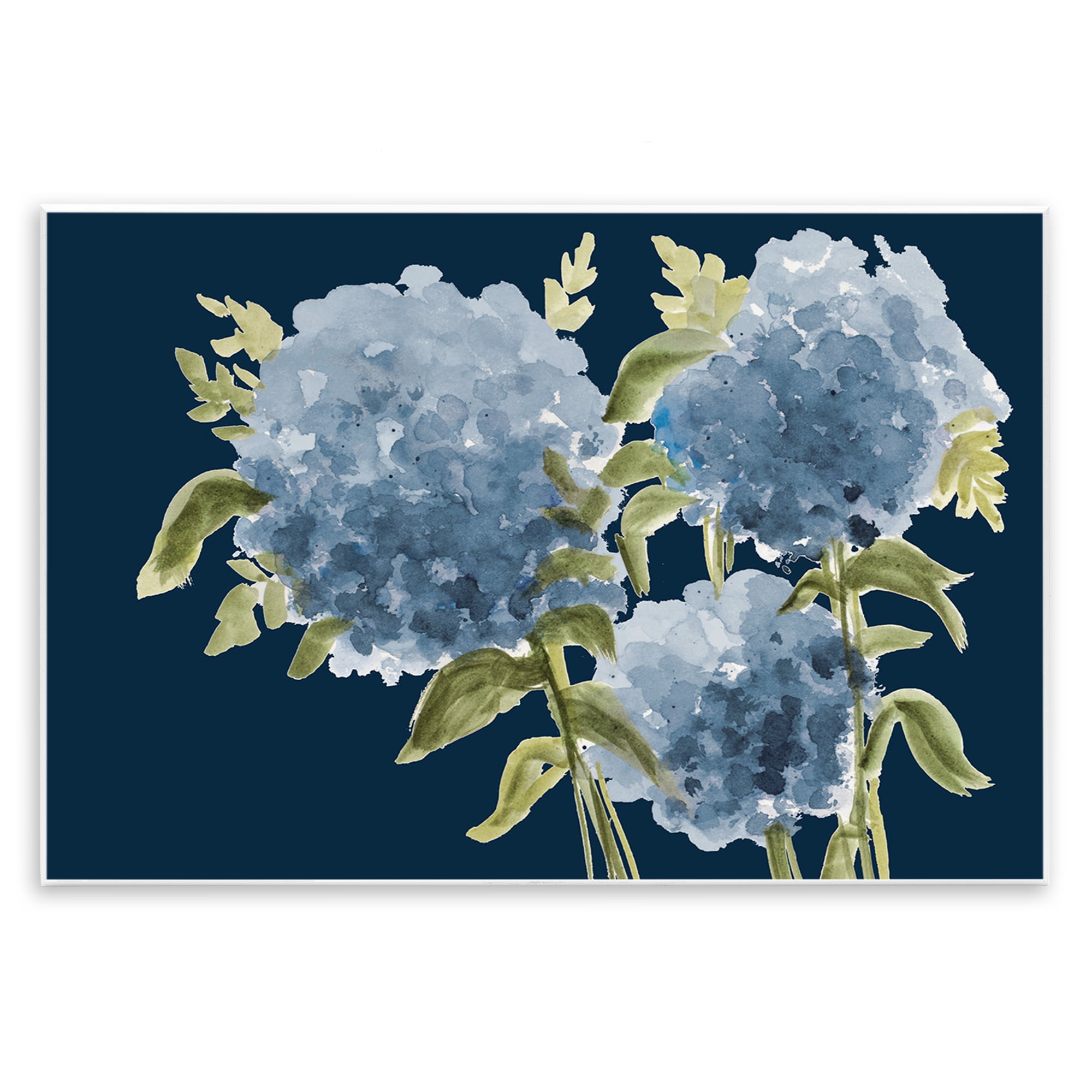 Stupell Industries Blue Hydrangeas on Indigo Wall Plaque Art, design by Janice Gaynor