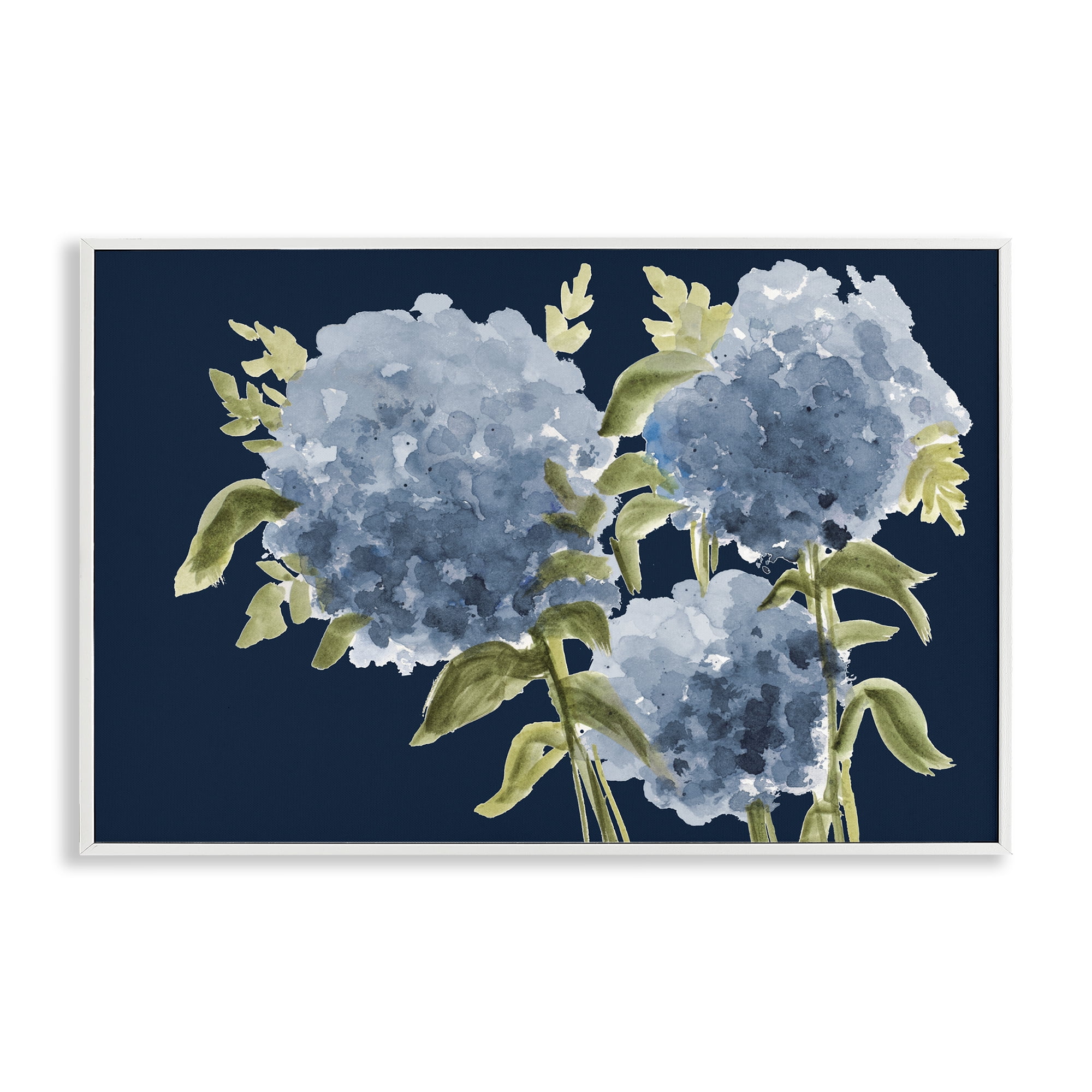 Stupell Industries Blue Hydrangeas on Indigo White Framed Giclee Art, design by Janice Gaynor