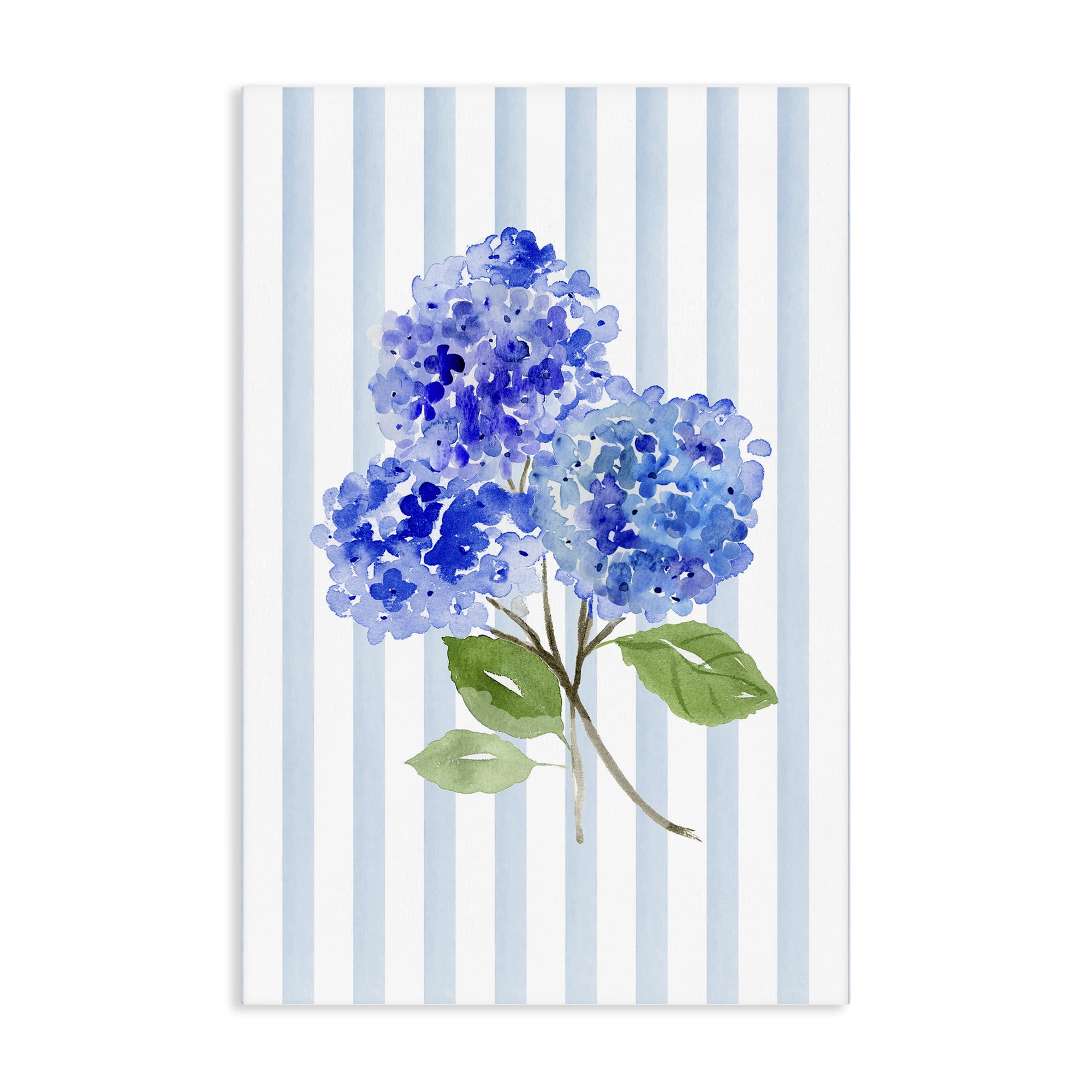Stupell Industries Blue Hydrangeas over Stripes Canvas Wall Art, design by Corinne Haig