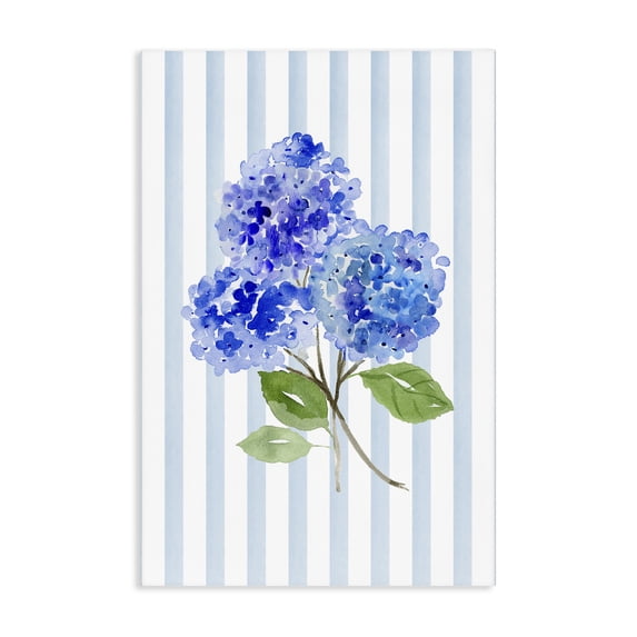 Stupell Industries Shabby Chic Blue Hydrangeas over Stripes Canvas Art, 24 x 36, by Corinne Haig