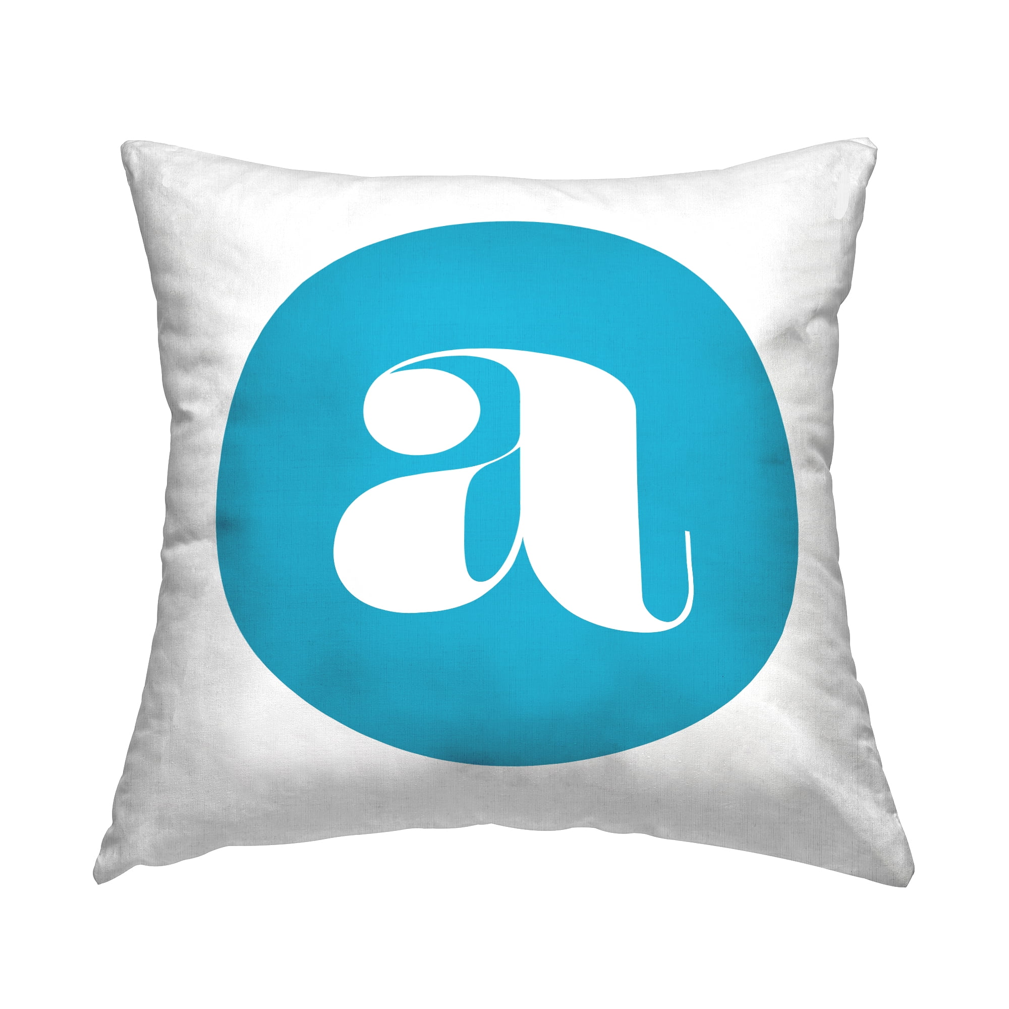 Stupell Industries Blue Initial A Decorative Printed Throw Pillow, 18 x 18
