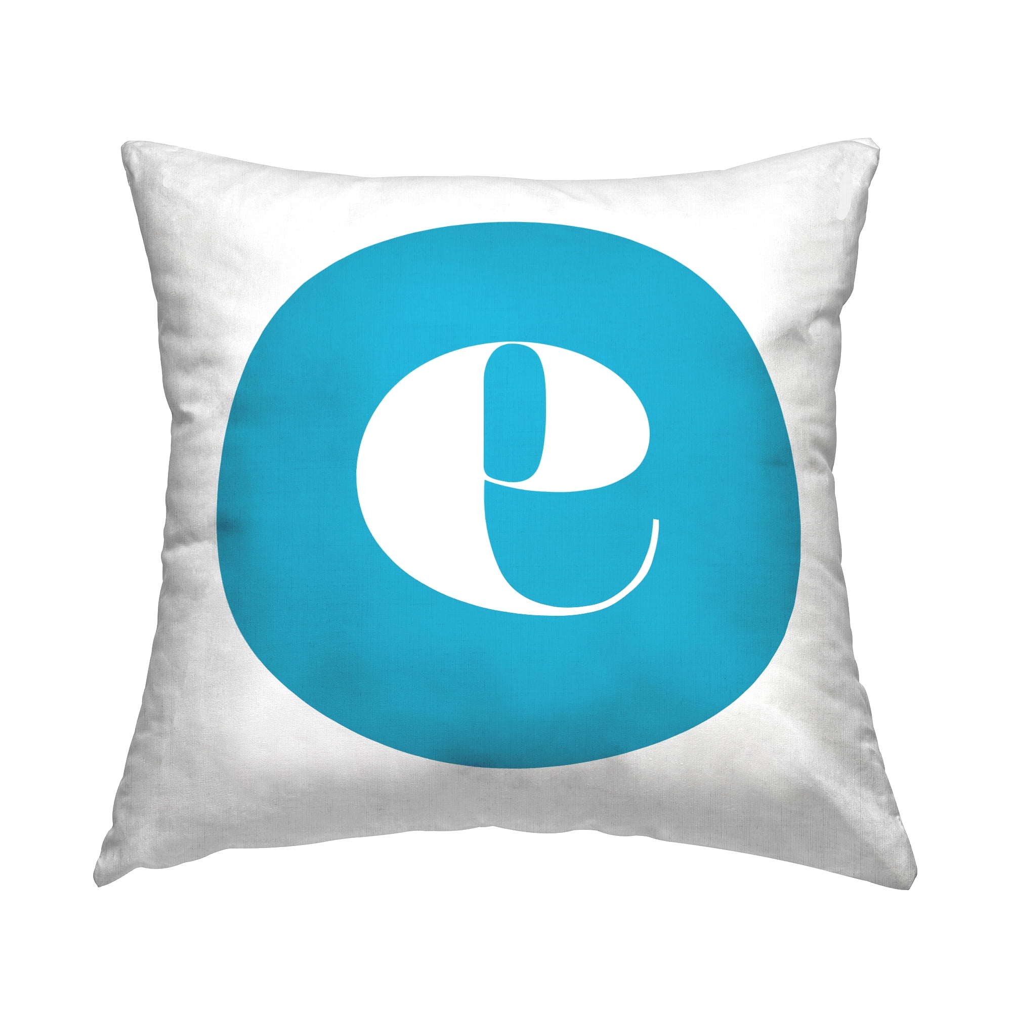 Stupell Industries Blue Initial E Decorative Printed Throw Pillow, 18 x 18