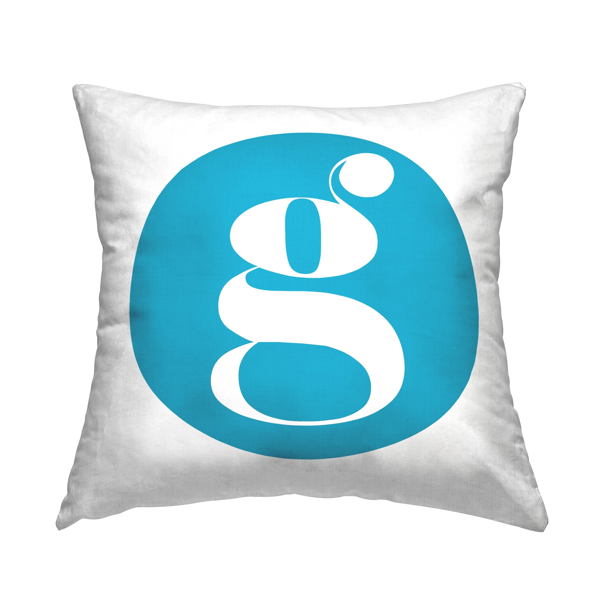 Stupell Industries Blue Initial G Decorative Printed Throw Pillow, 18 x 18