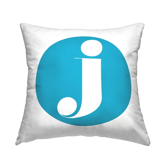 Stupell Industries Blue Initial J Decorative Printed Throw Pillow, 18 x 18