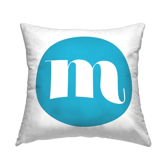 Stupell Industries Blue Initial M Decorative Printed Throw Pillow, 18 x 18