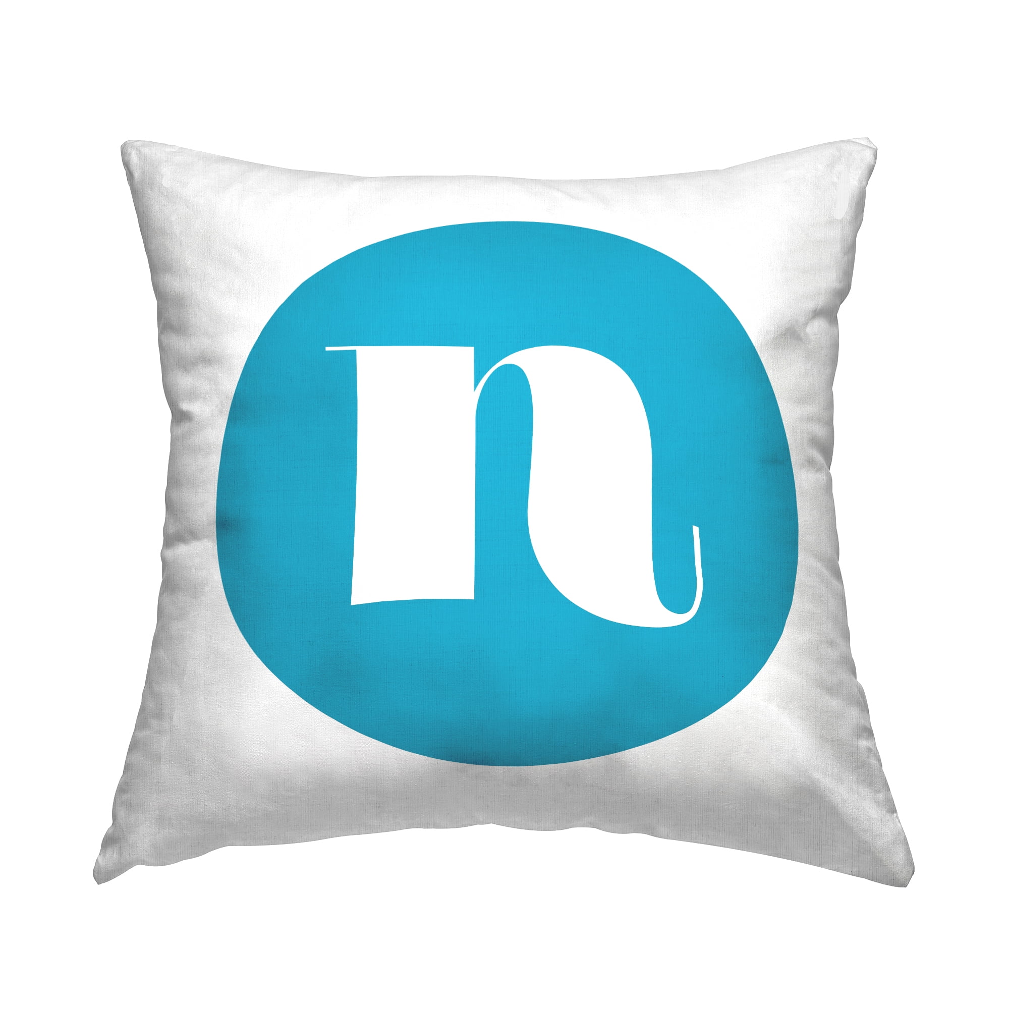 Stupell Industries Blue Initial N Decorative Printed Throw Pillow, 18 x 18