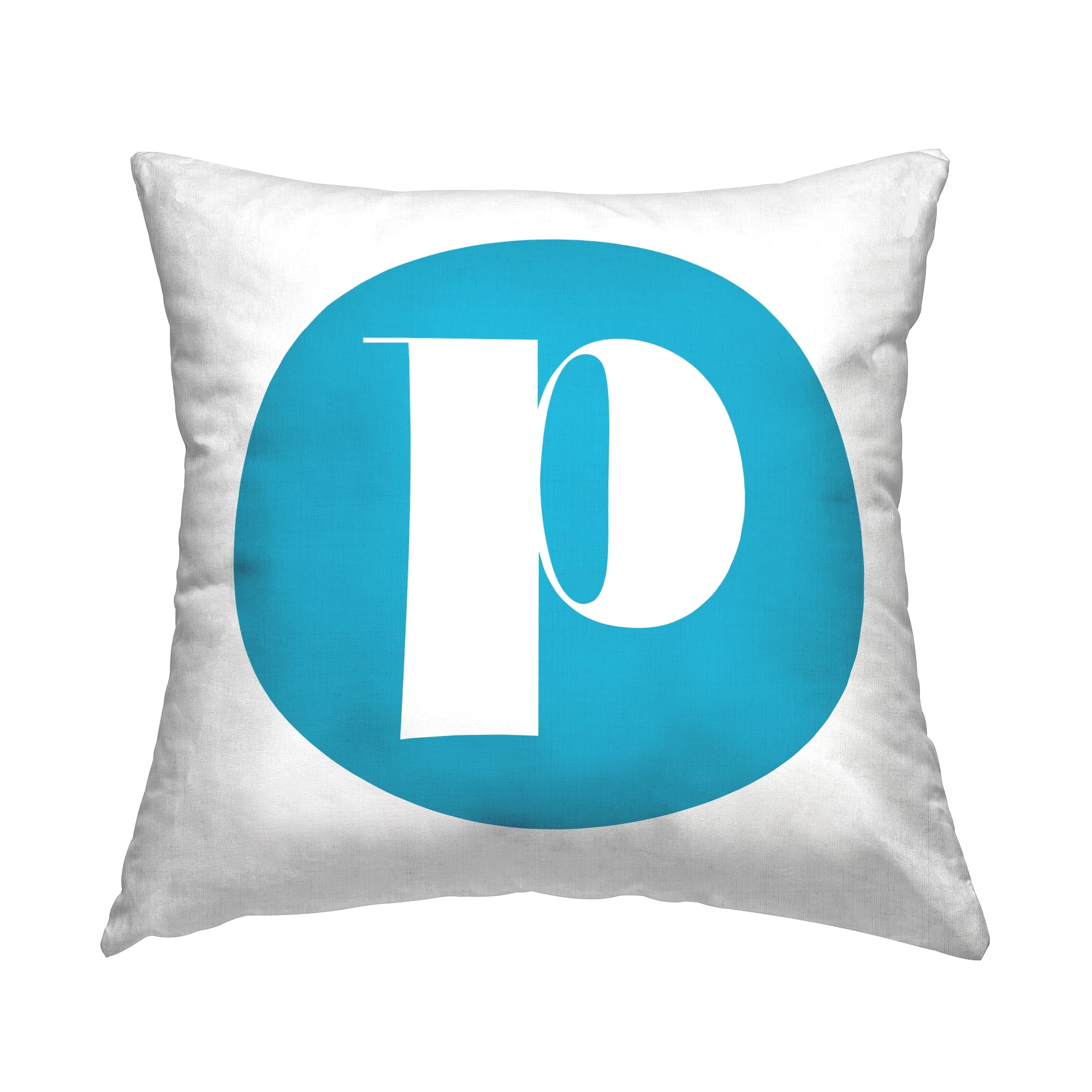 Stupell Industries Blue Initial P Decorative Printed Throw Pillow, 18 x 18